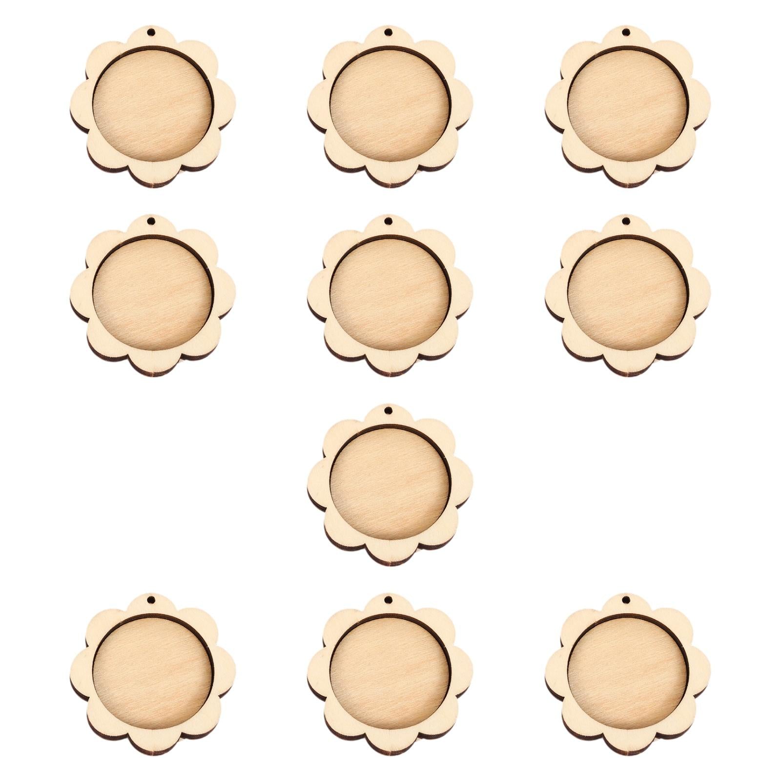 10 Pieces Mini Embroidery Hoop for DIY Jewelry Pendant and Keychain Quilting Flower Shape