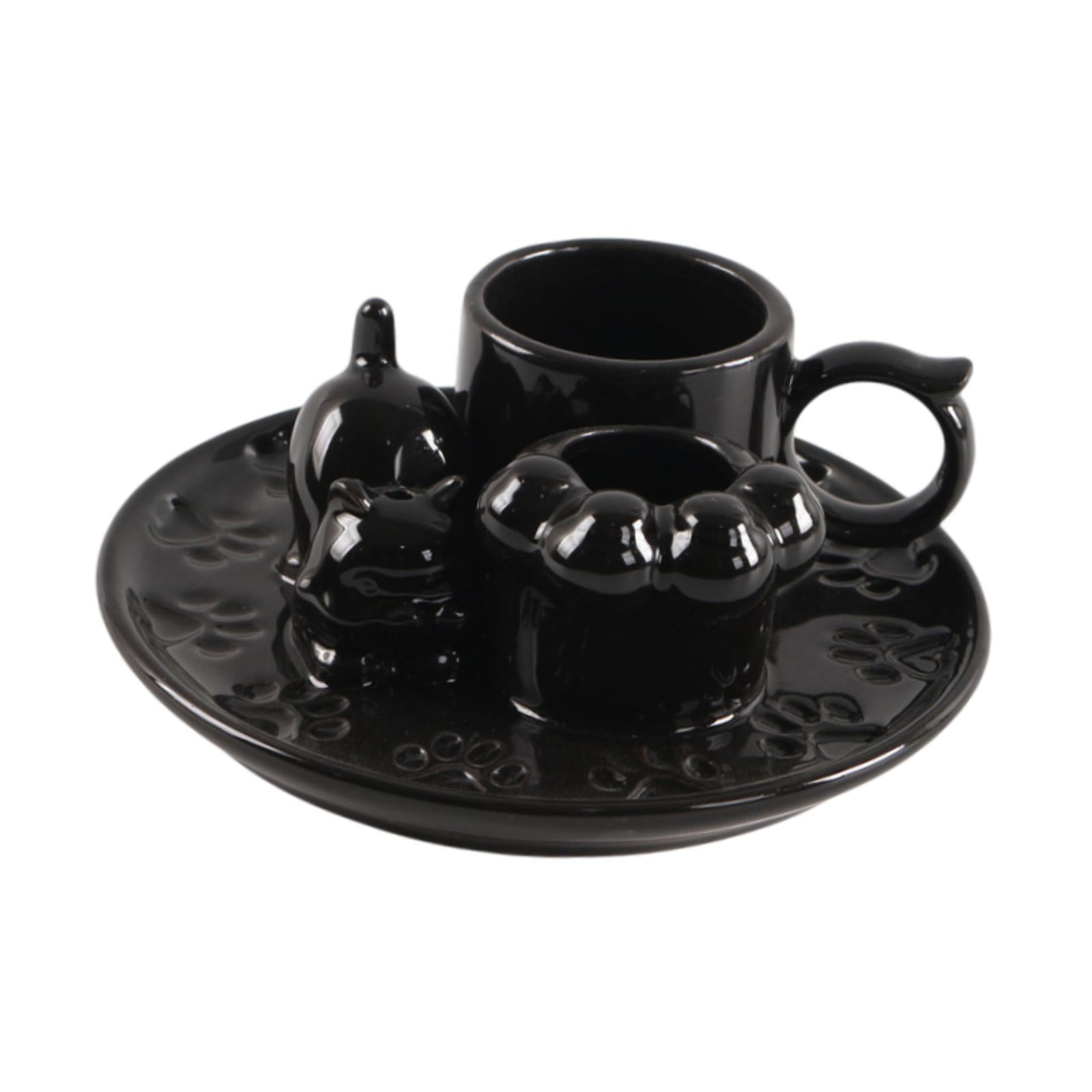 Palo Santo Holder Ceramic Sage Bundle Burner for Meditation Desk Living Room Black