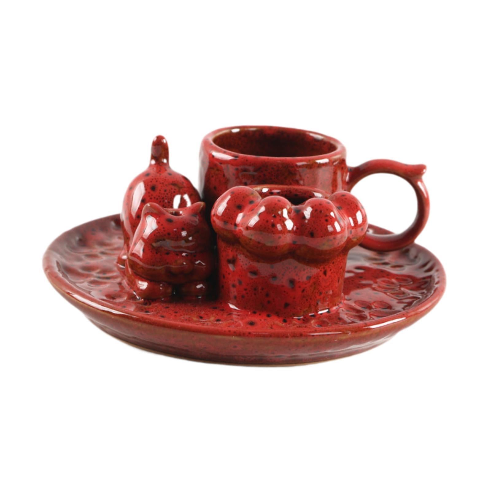 Palo Santo Holder Ceramic Sage Bundle Burner for Meditation Desk Living Room Red