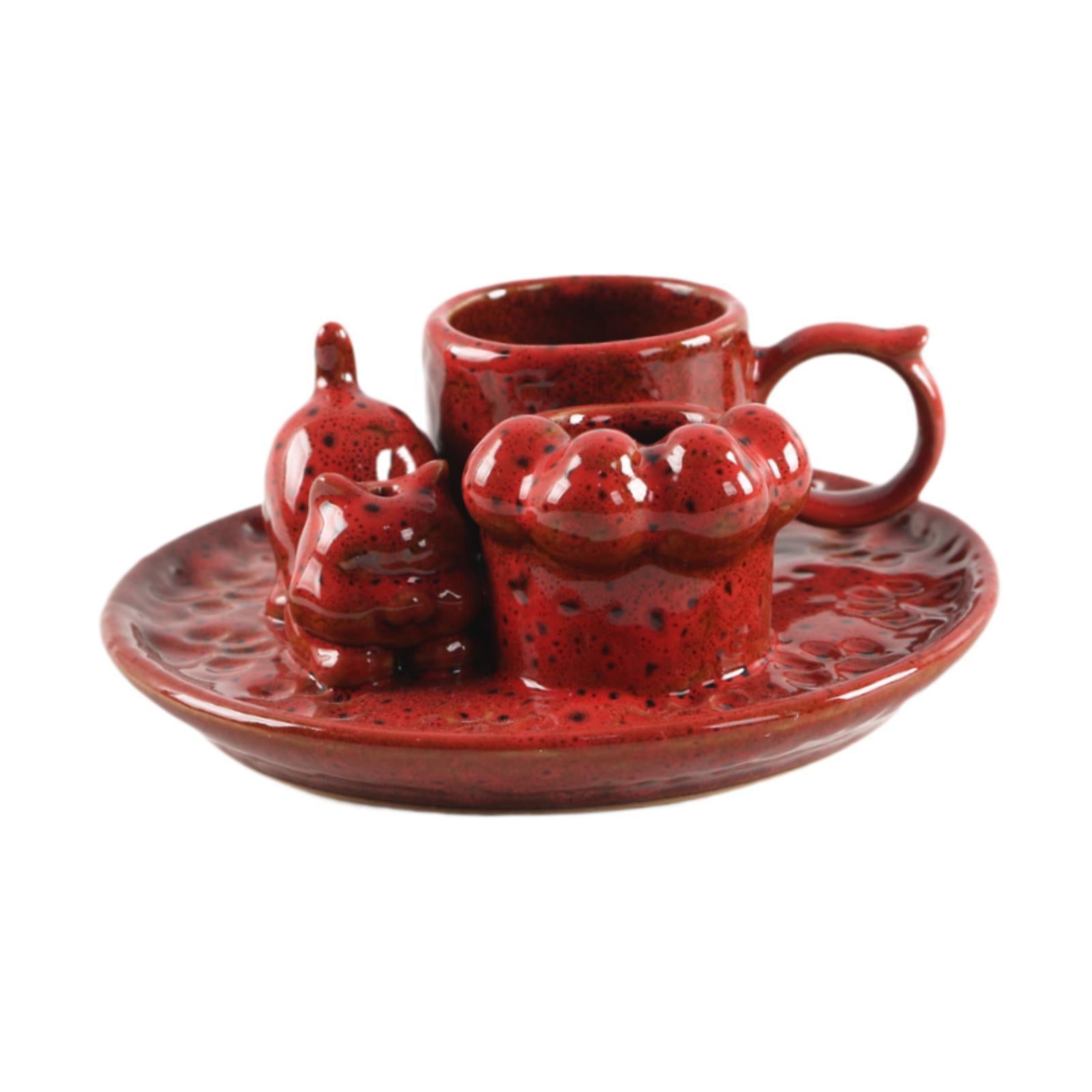 Palo Santo Holder Ceramic Sage Bundle Burner for Meditation Desk Living Room Red