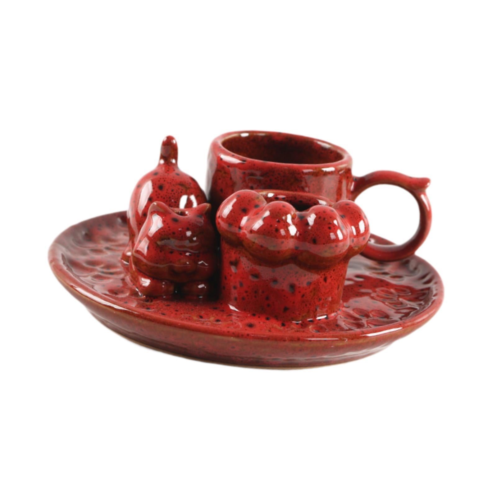 Palo Santo Holder Ceramic Sage Bundle Burner for Meditation Desk Living Room Red