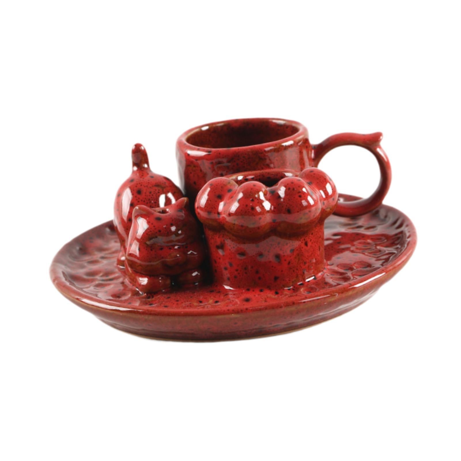 Palo Santo Holder Ceramic Sage Bundle Burner for Meditation Desk Living Room Red