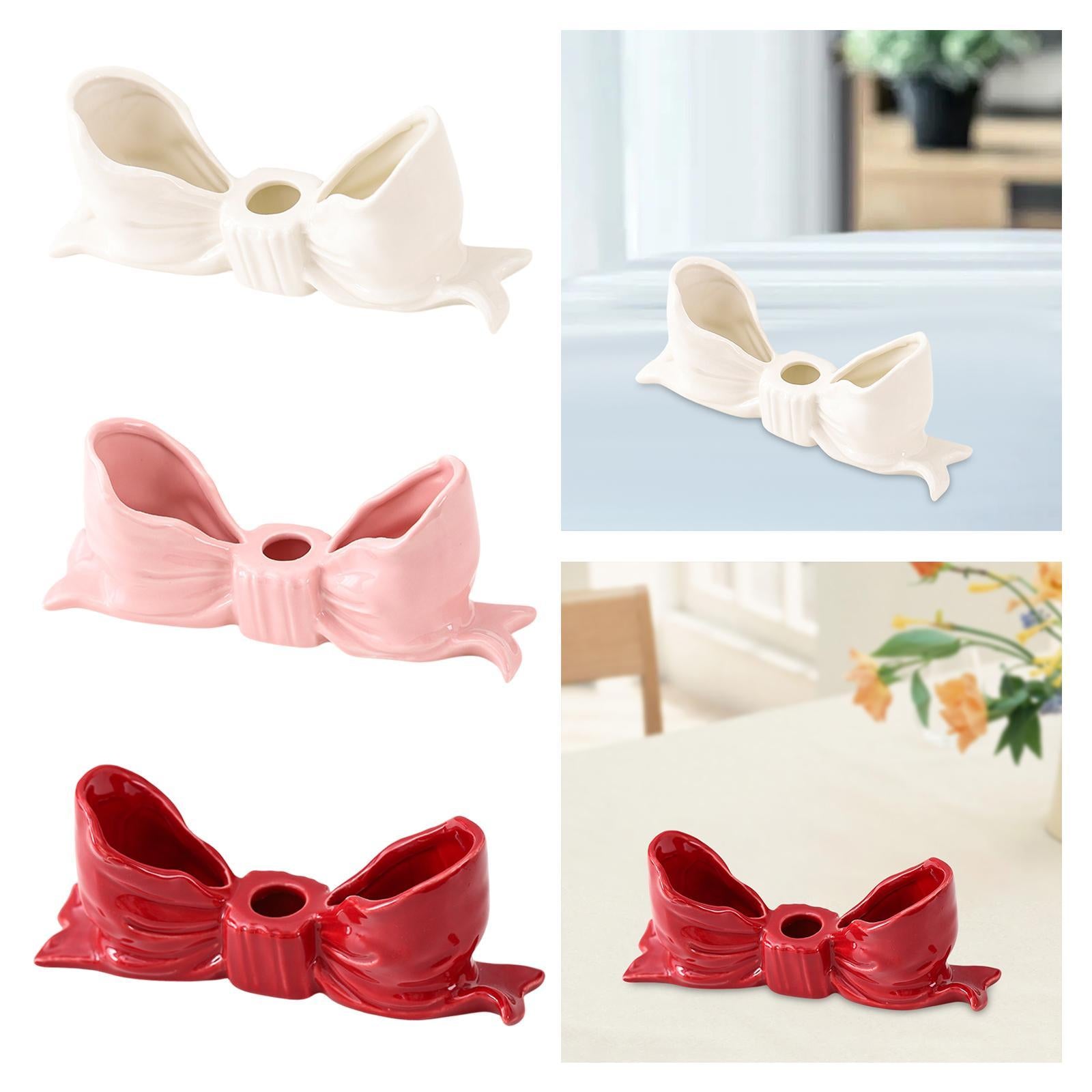 Bowknot Candle Holder Candlestick Holder for Bedroom Dining Room Anniversary White