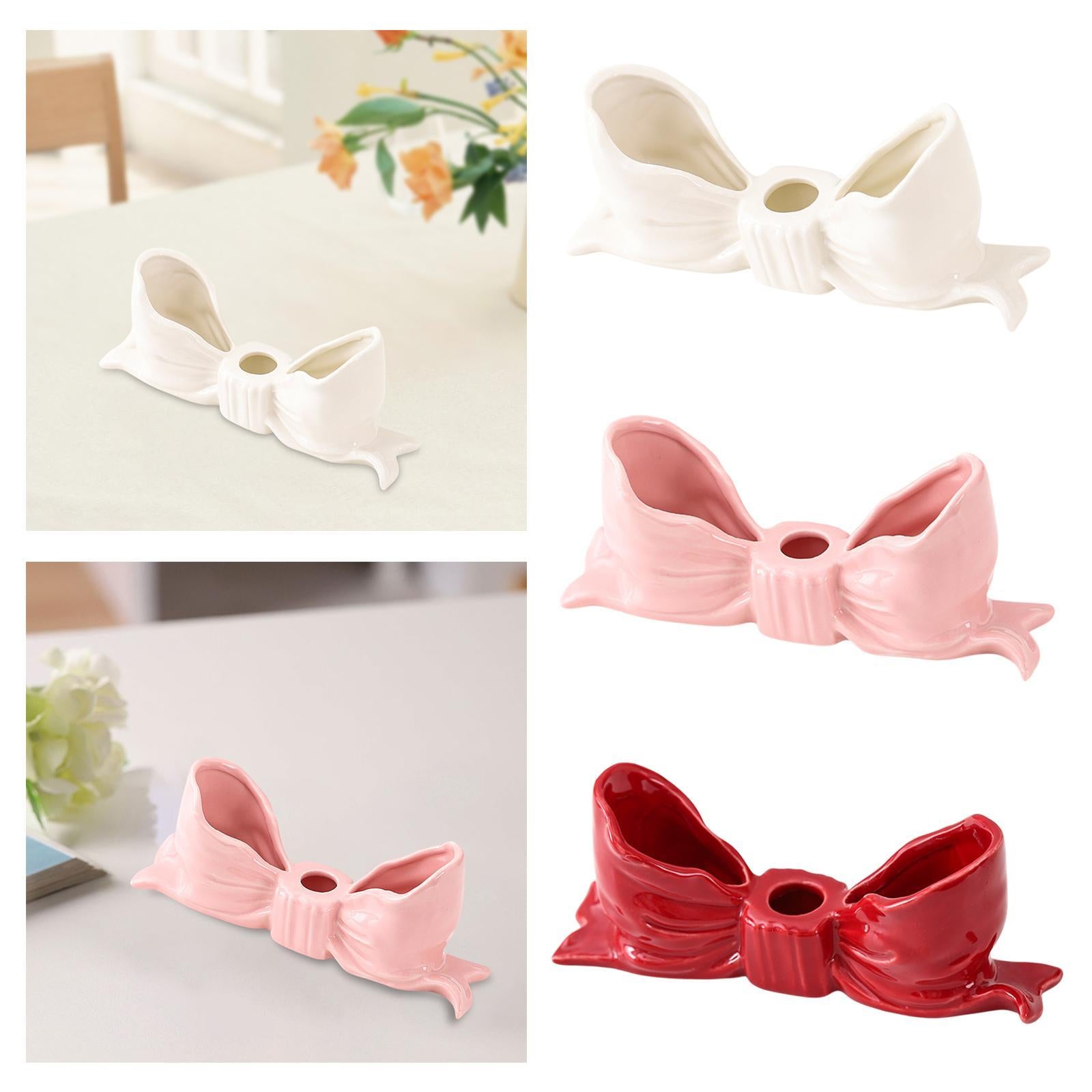 Bowknot Candle Holder Candlestick Holder for Bedroom Dining Room Anniversary White