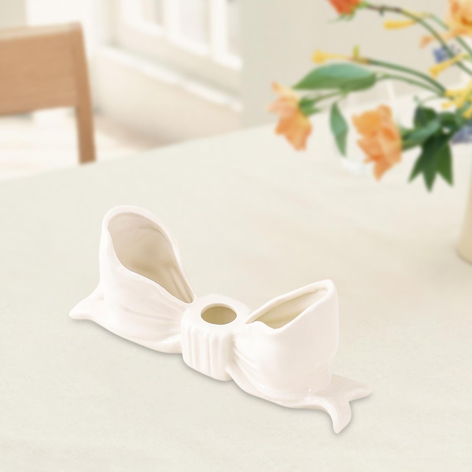 Bowknot Candle Holder Candlestick Holder for Bedroom Dining Room Anniversary White