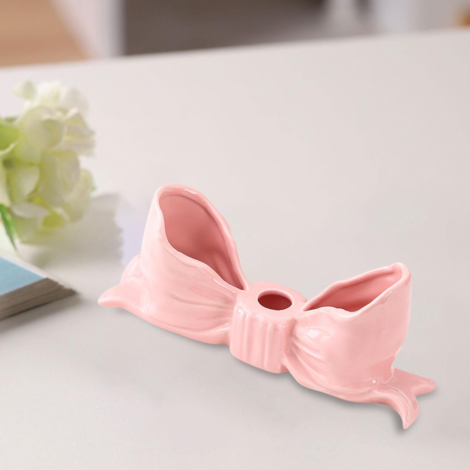 Bowknot Candle Holder Candlestick Holder for Bedroom Dining Room Anniversary Pink