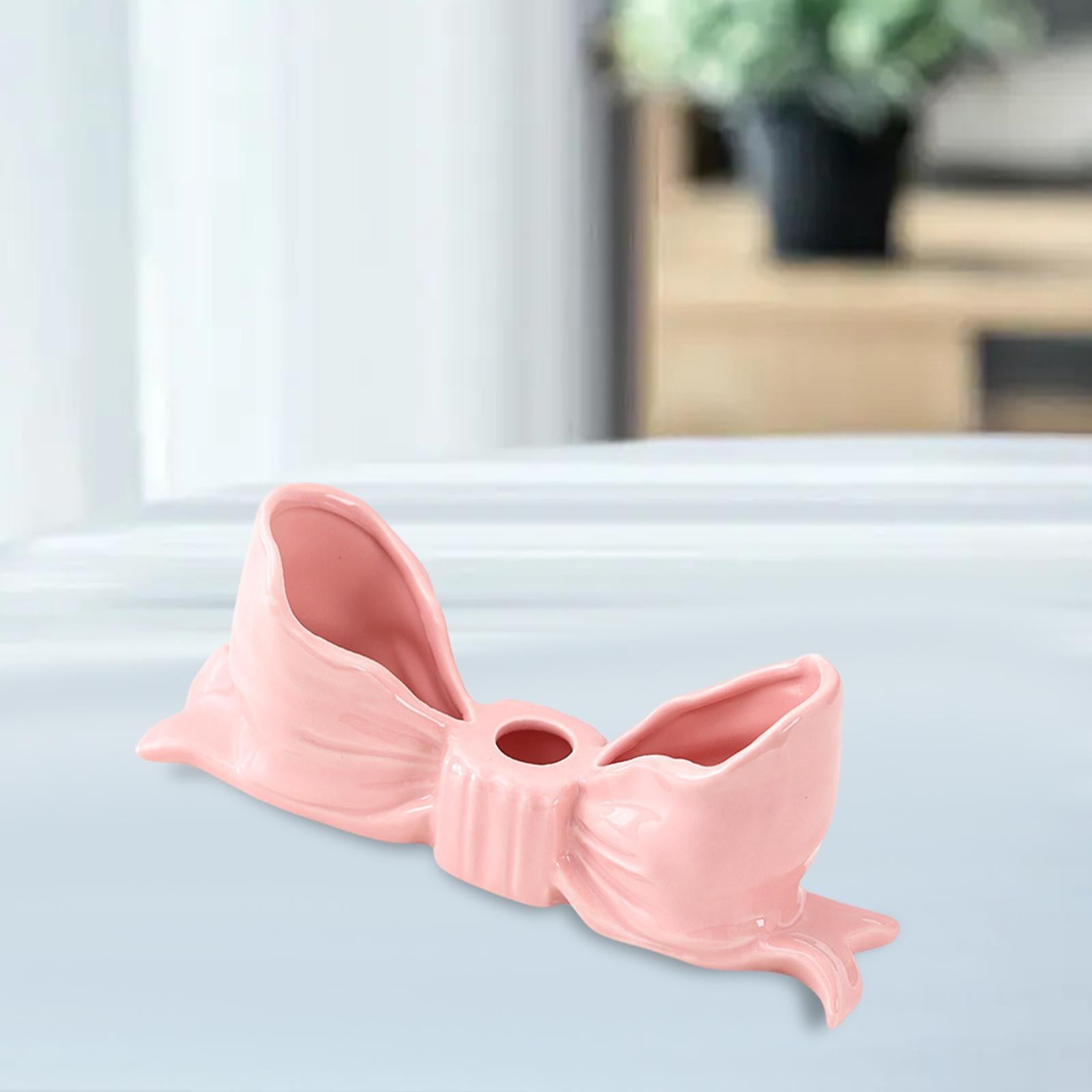 Bowknot Candle Holder Candlestick Holder for Bedroom Dining Room Anniversary Pink