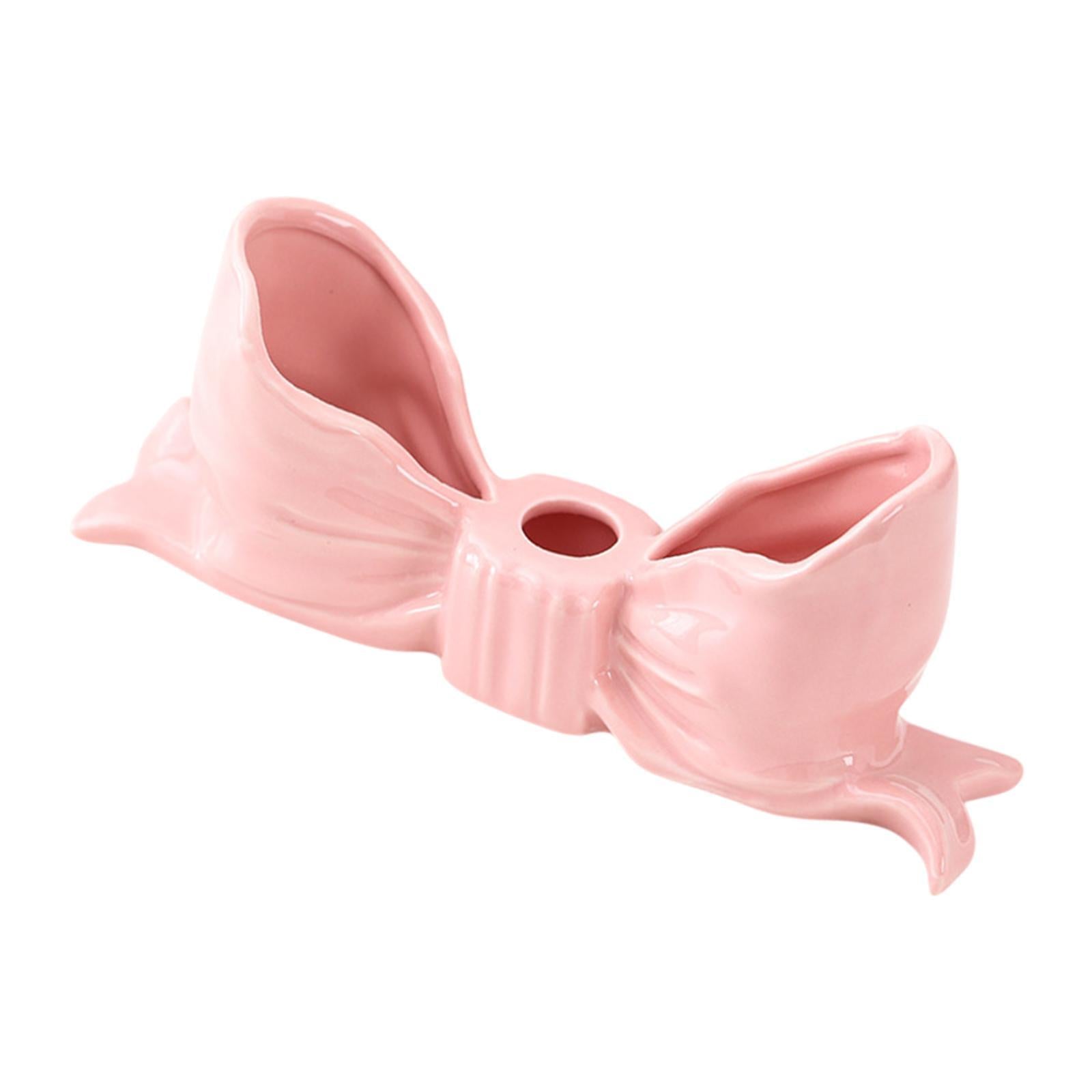 Bowknot Candle Holder Candlestick Holder for Bedroom Dining Room Anniversary Pink