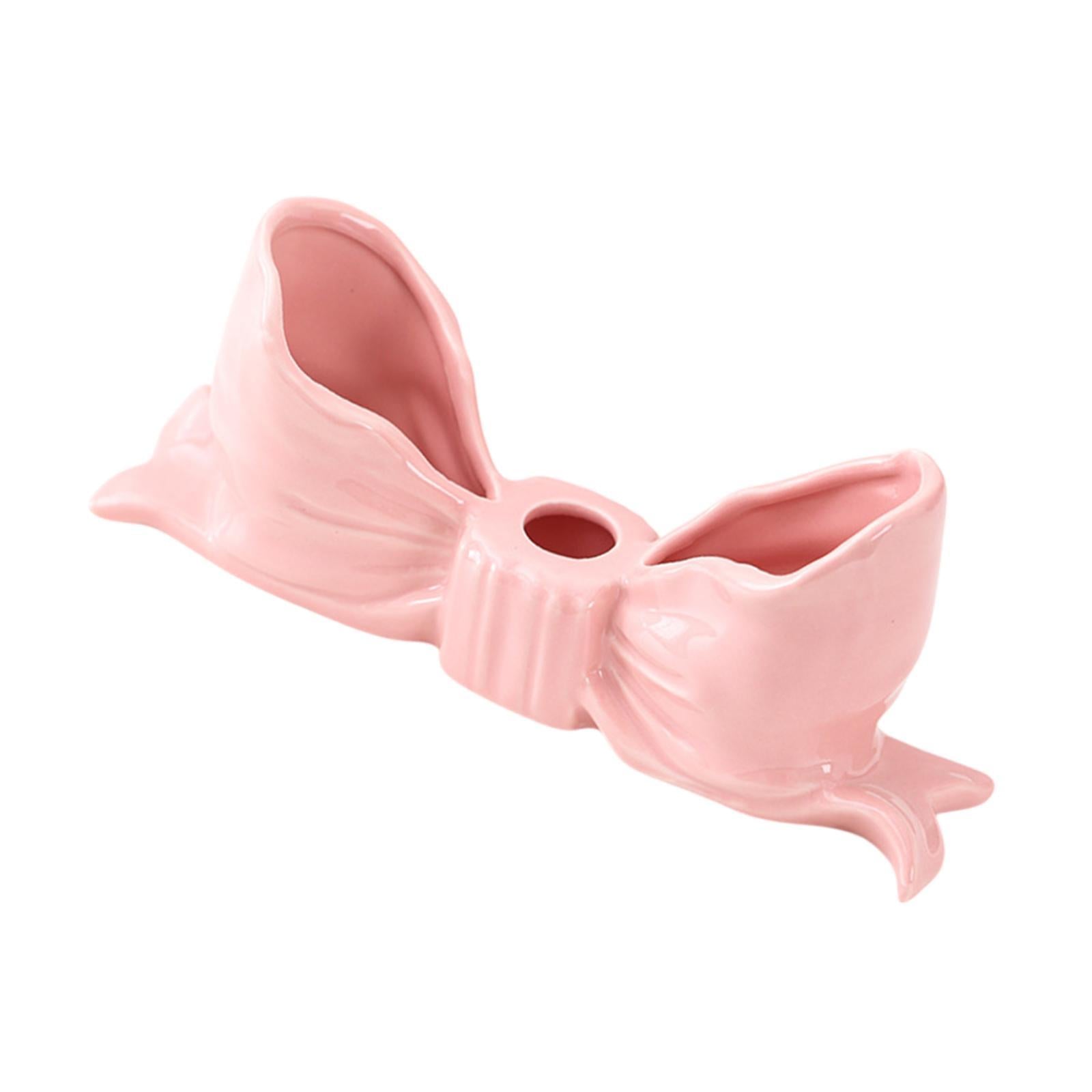 Bowknot Candle Holder Candlestick Holder for Bedroom Dining Room Anniversary Pink