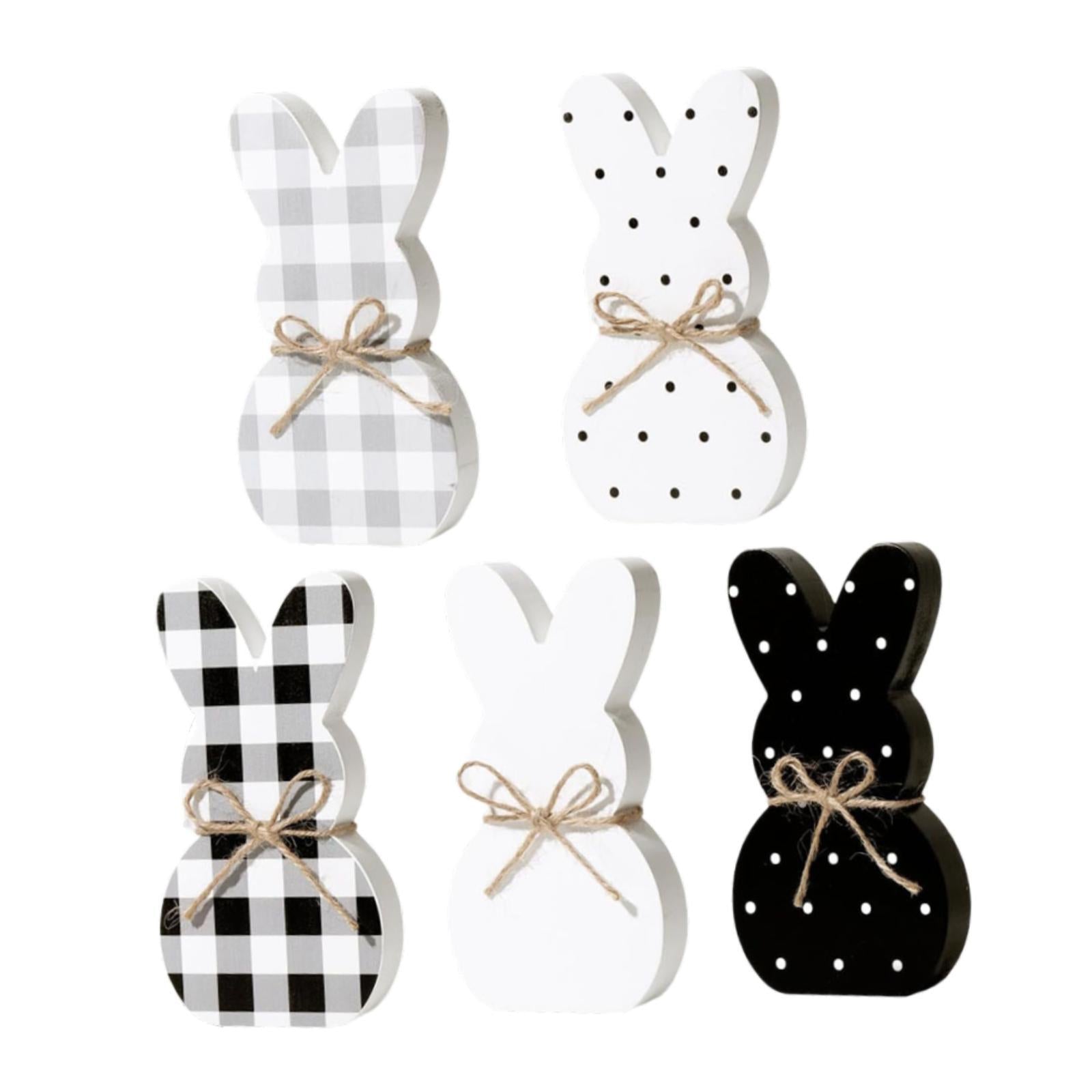 5Pcs Wooden Easter Bunny Table Sign Plaque for Fireplace Multipurpose