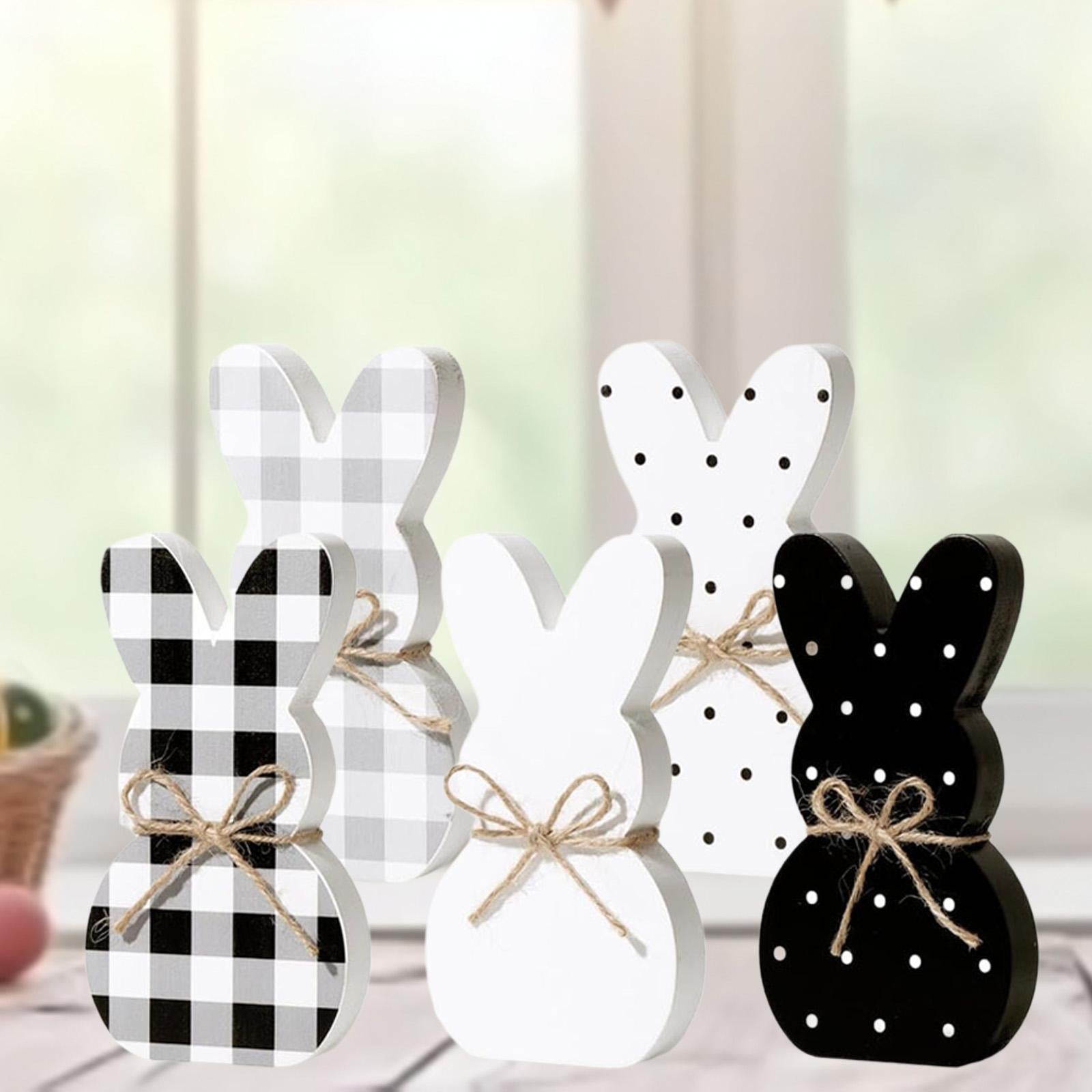5Pcs Wooden Easter Bunny Table Sign Plaque for Fireplace Multipurpose