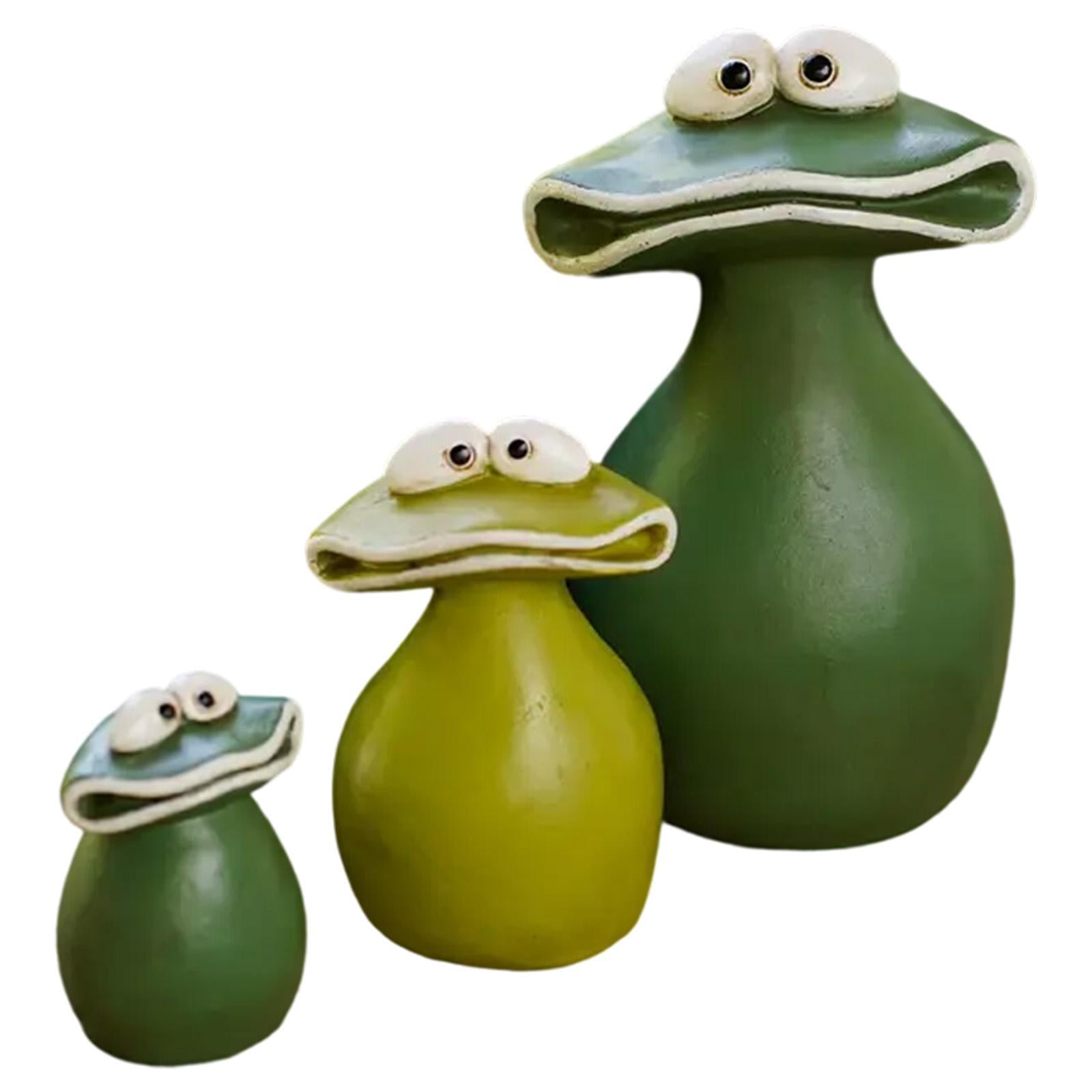 3Pcs Frog Garden Ornaments Cute Animal Statues for Backyard Desk Living Room
