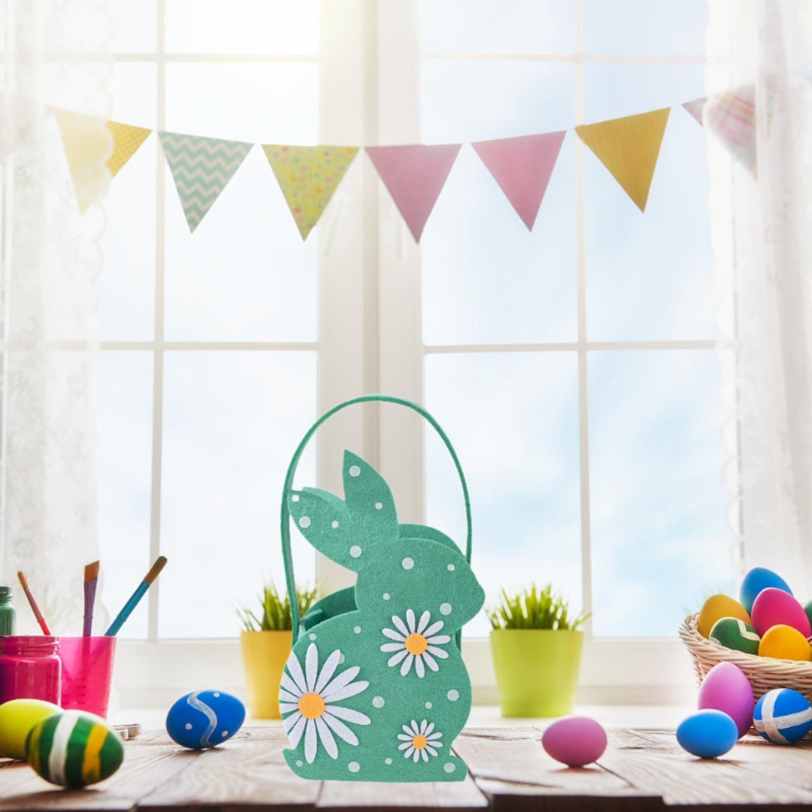 Easter Bunny Bags Reusable Tote for Wedding Shopping Family Gathering Favors Green