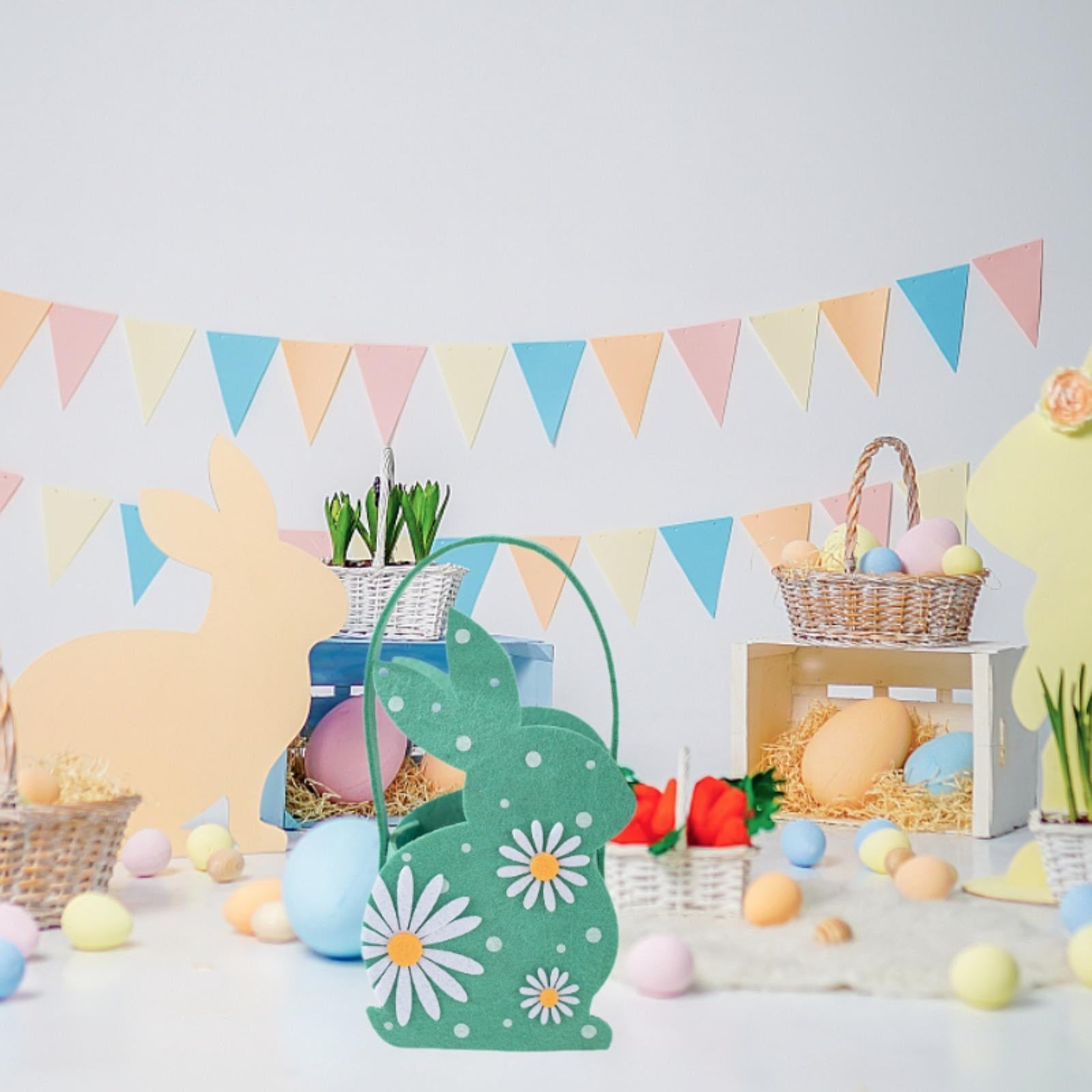 Easter Bunny Bags Reusable Tote for Wedding Shopping Family Gathering Favors Green