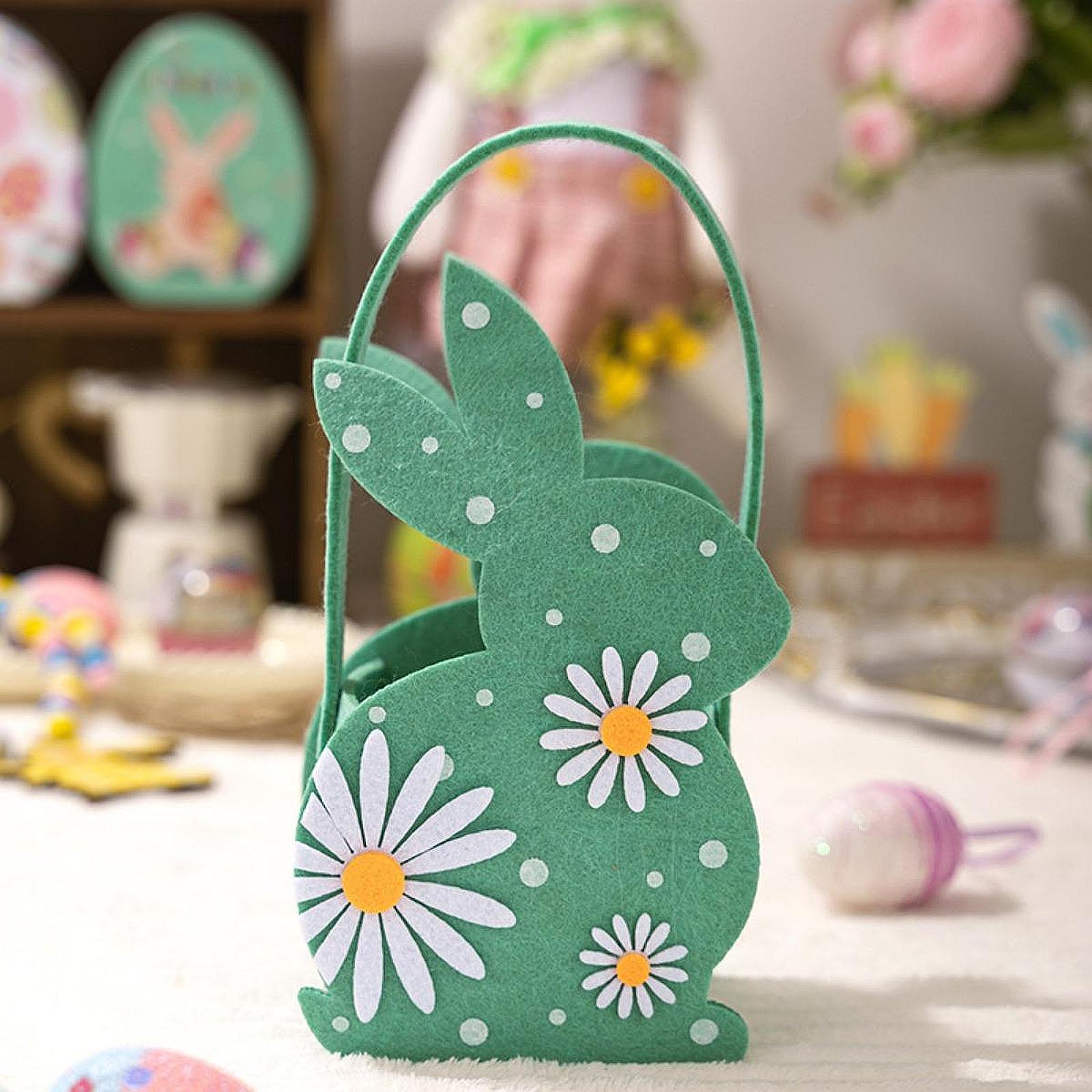 Easter Bunny Bags Reusable Tote for Wedding Shopping Family Gathering Favors Green