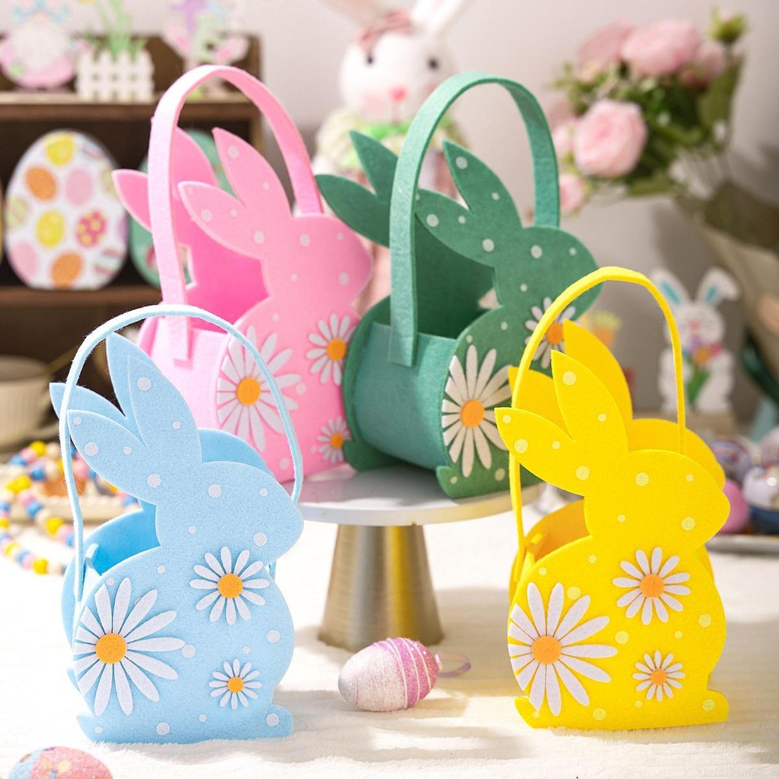Easter Bunny Bags Reusable Tote for Wedding Shopping Family Gathering Favors Pink