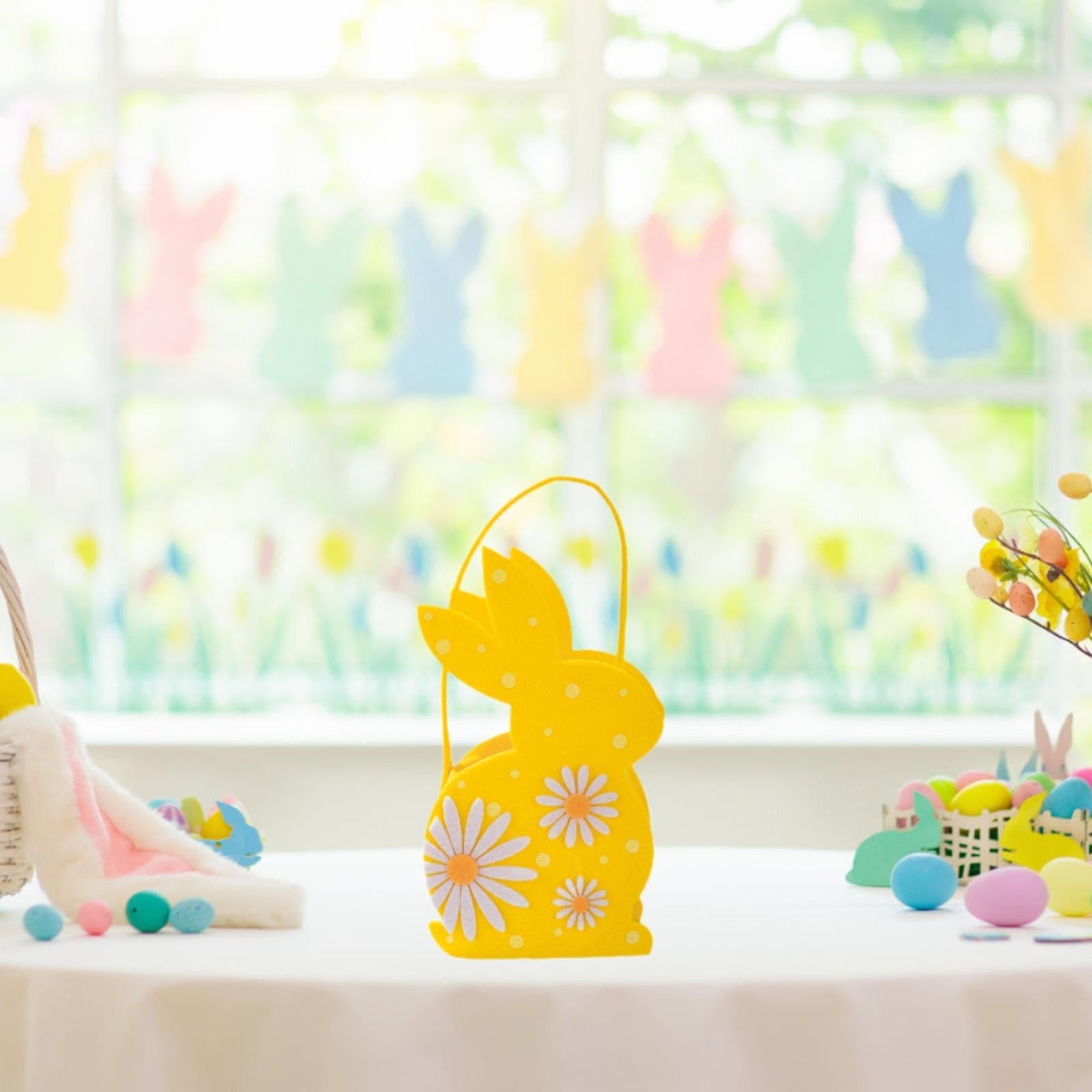 Easter Bunny Bags Reusable Tote for Wedding Shopping Family Gathering Favors Yellow