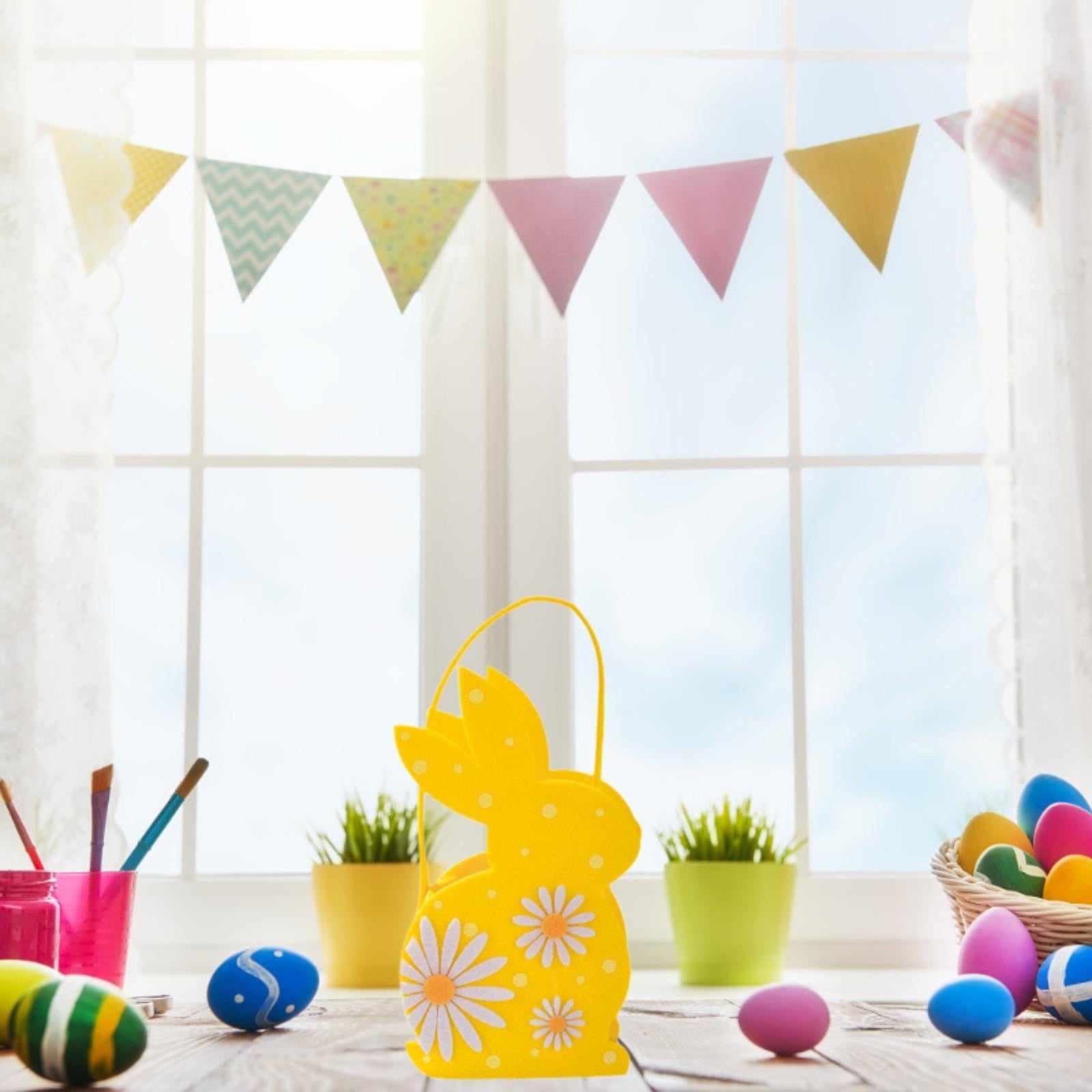Easter Bunny Bags Reusable Tote for Wedding Shopping Family Gathering Favors Yellow