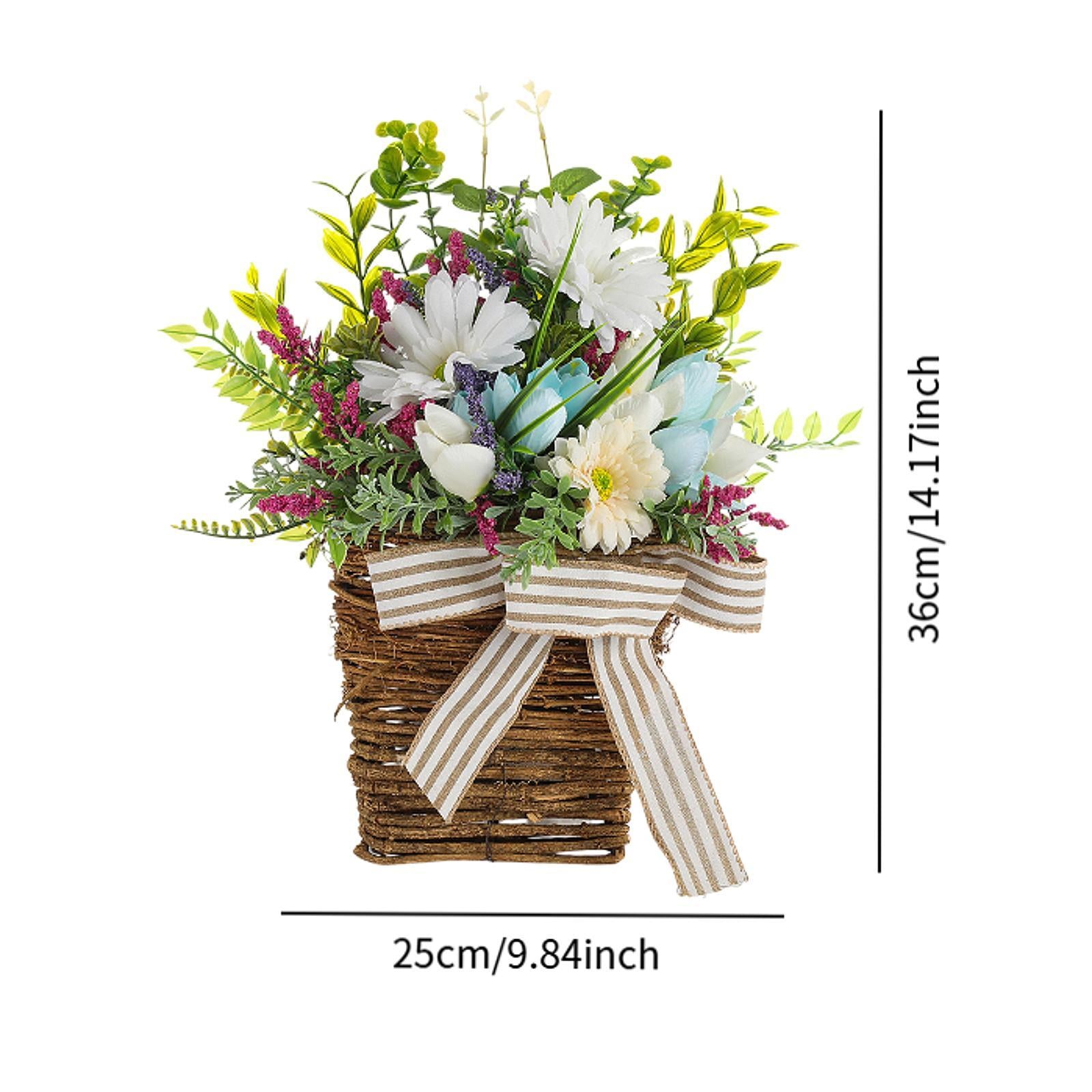 Door Hanger Basket Wreath Spring Wreath for Front Door Office Indoor Outdoor
