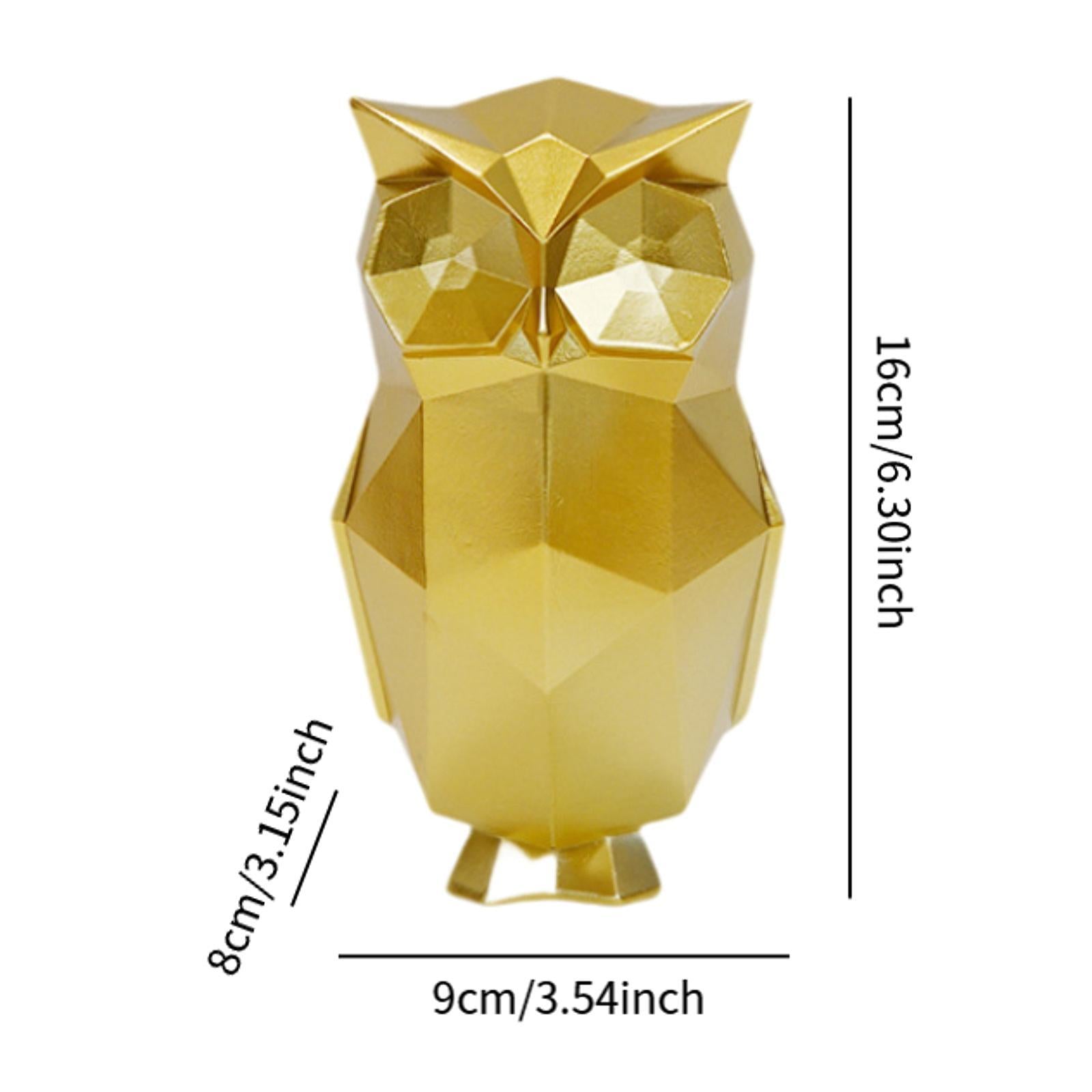 Abstract Geometric Sculptures Display Owl Figurine for Office Yard Bookshelf Gold