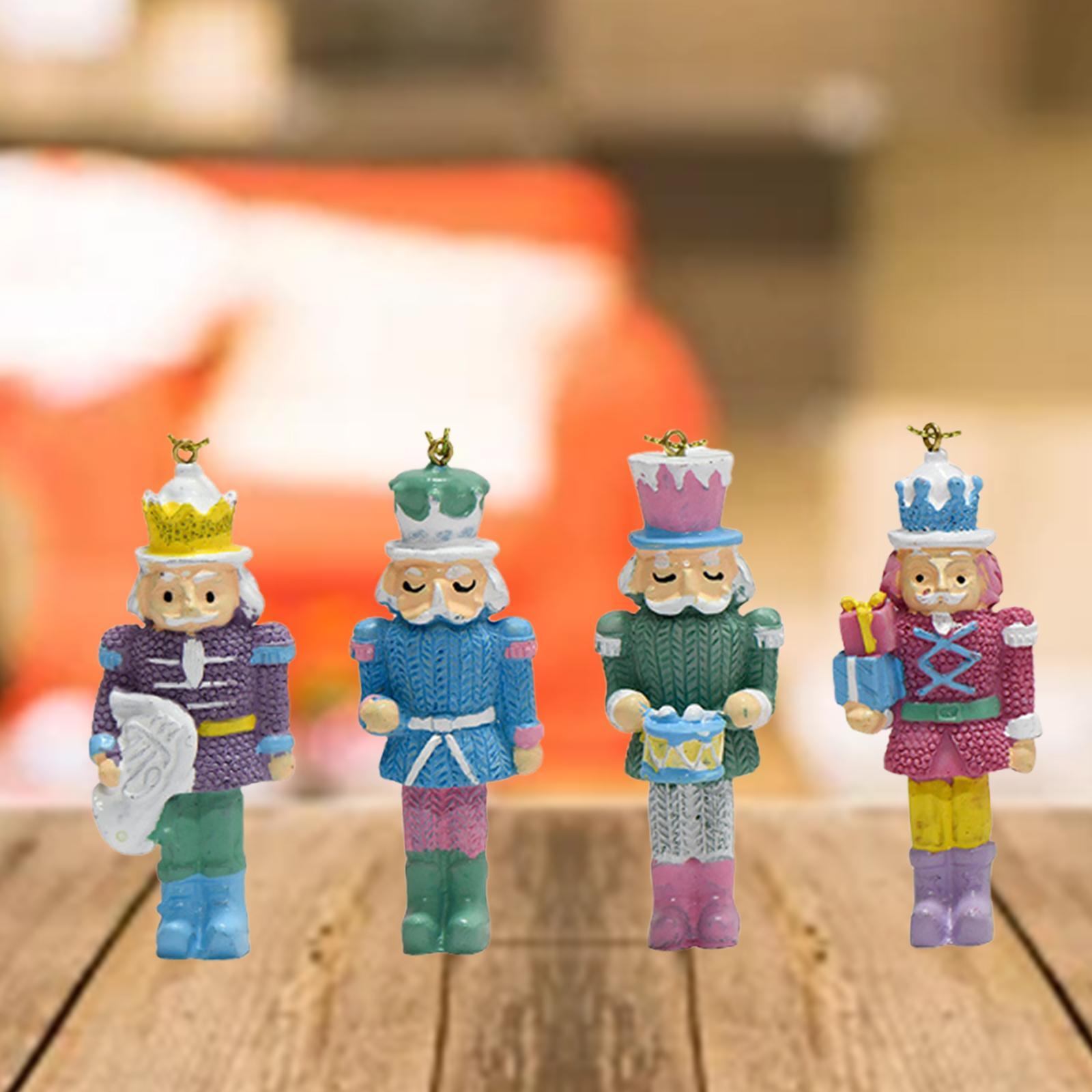 4x Nutcracker Statues Hanging Ornaments Artwork for Office Farmhouse Bedroom