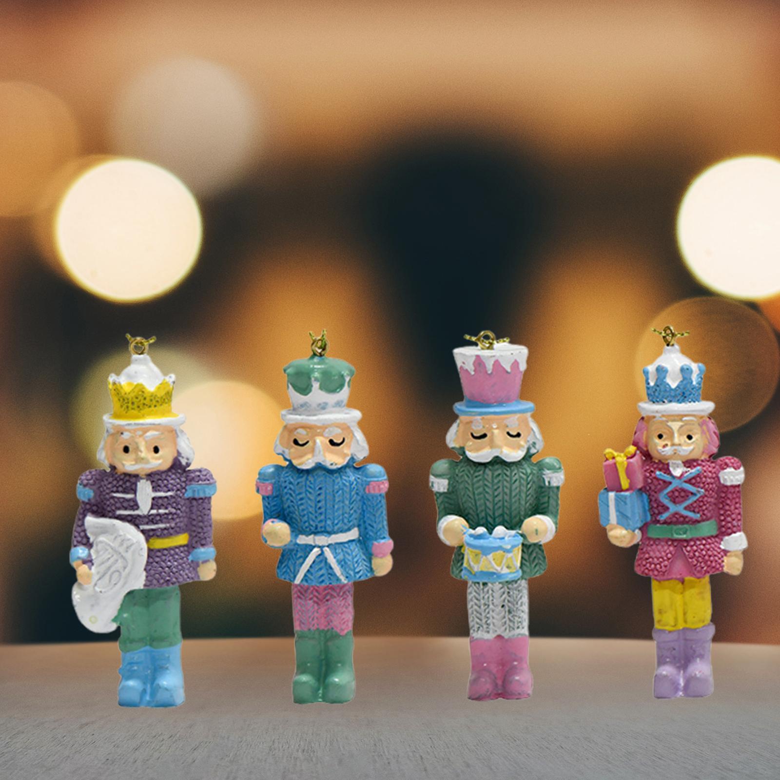 4x Nutcracker Statues Hanging Ornaments Artwork for Office Farmhouse Bedroom