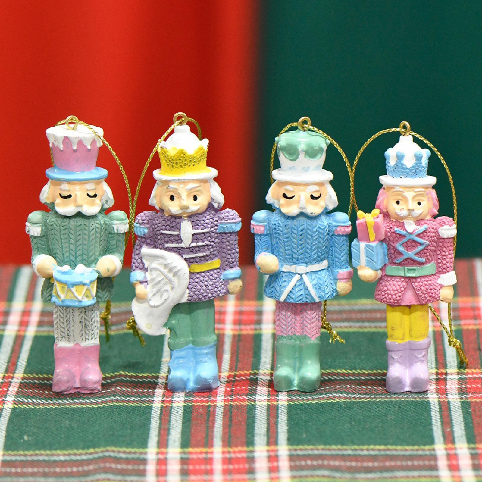 4x Nutcracker Statues Hanging Ornaments Artwork for Office Farmhouse Bedroom