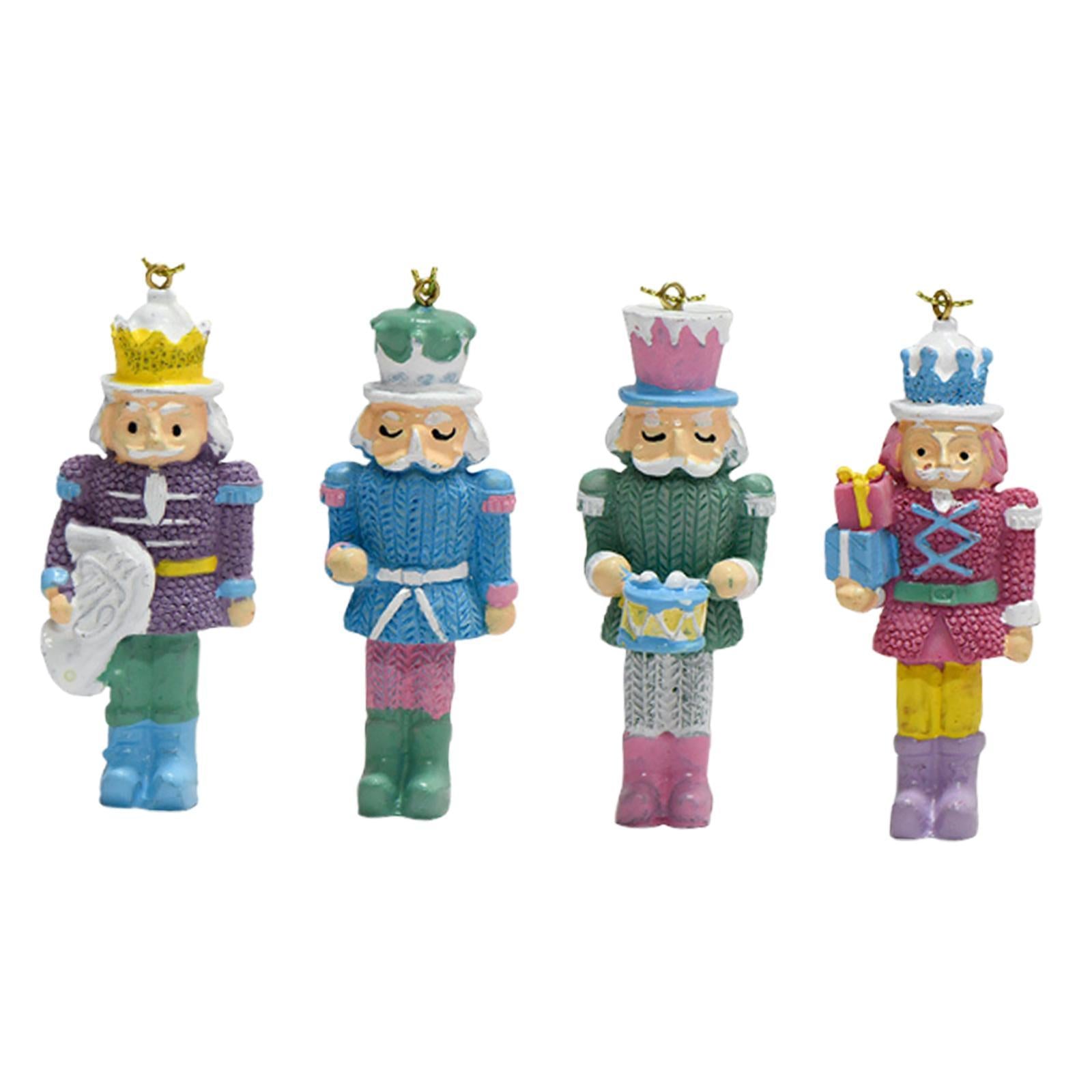 4x Nutcracker Statues Hanging Ornaments Artwork for Office Farmhouse Bedroom