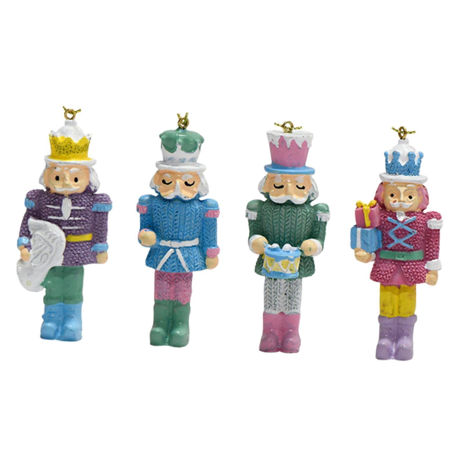 4x Nutcracker Statues Hanging Ornaments Artwork for Office Farmhouse Bedroom
