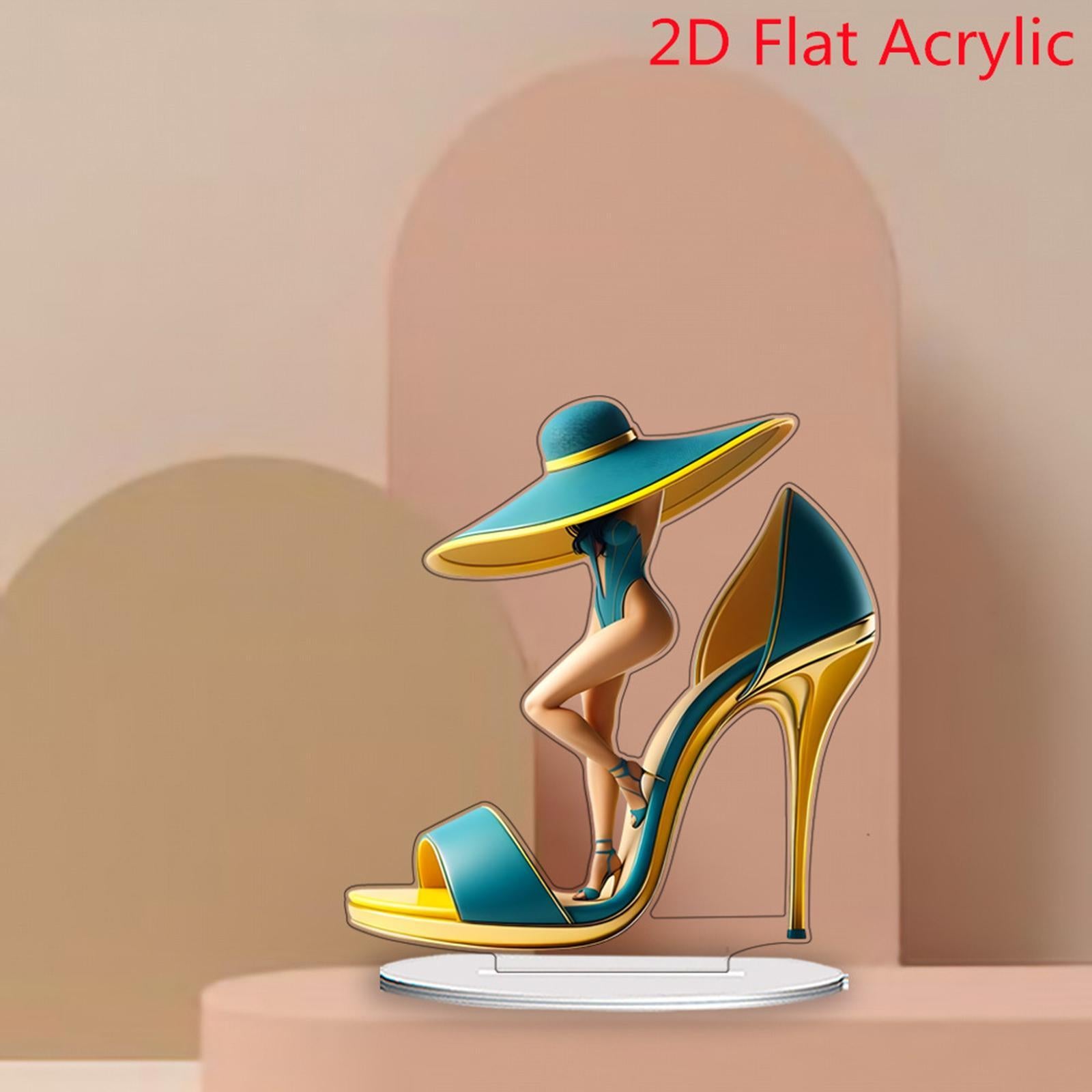 2D High Heels Beauty Decoration Acrylic Decor for Home Bookshelf Living Room