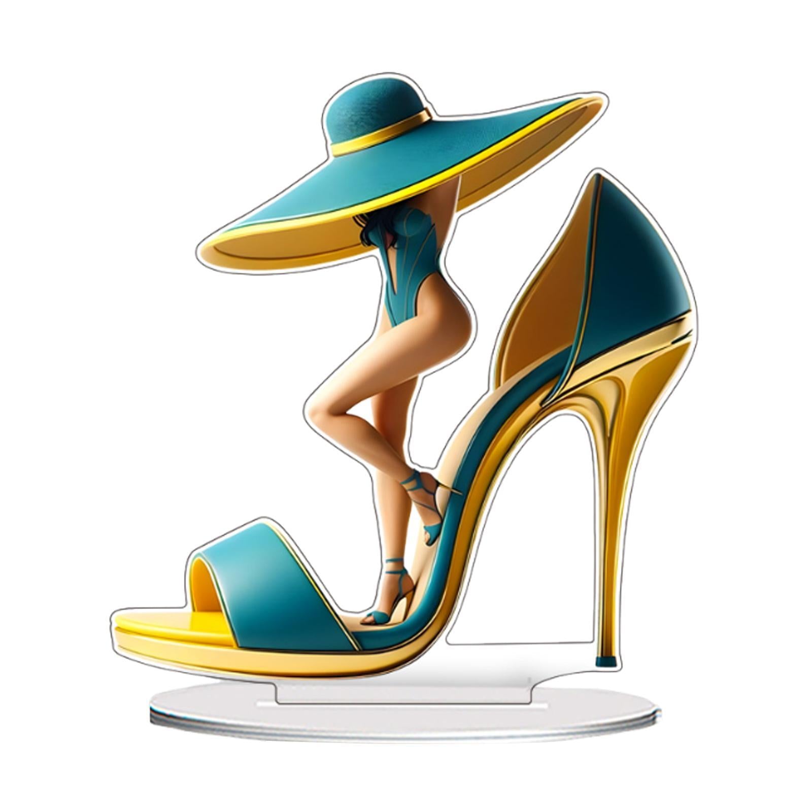 2D High Heels Beauty Decoration Acrylic Decor for Home Bookshelf Living Room