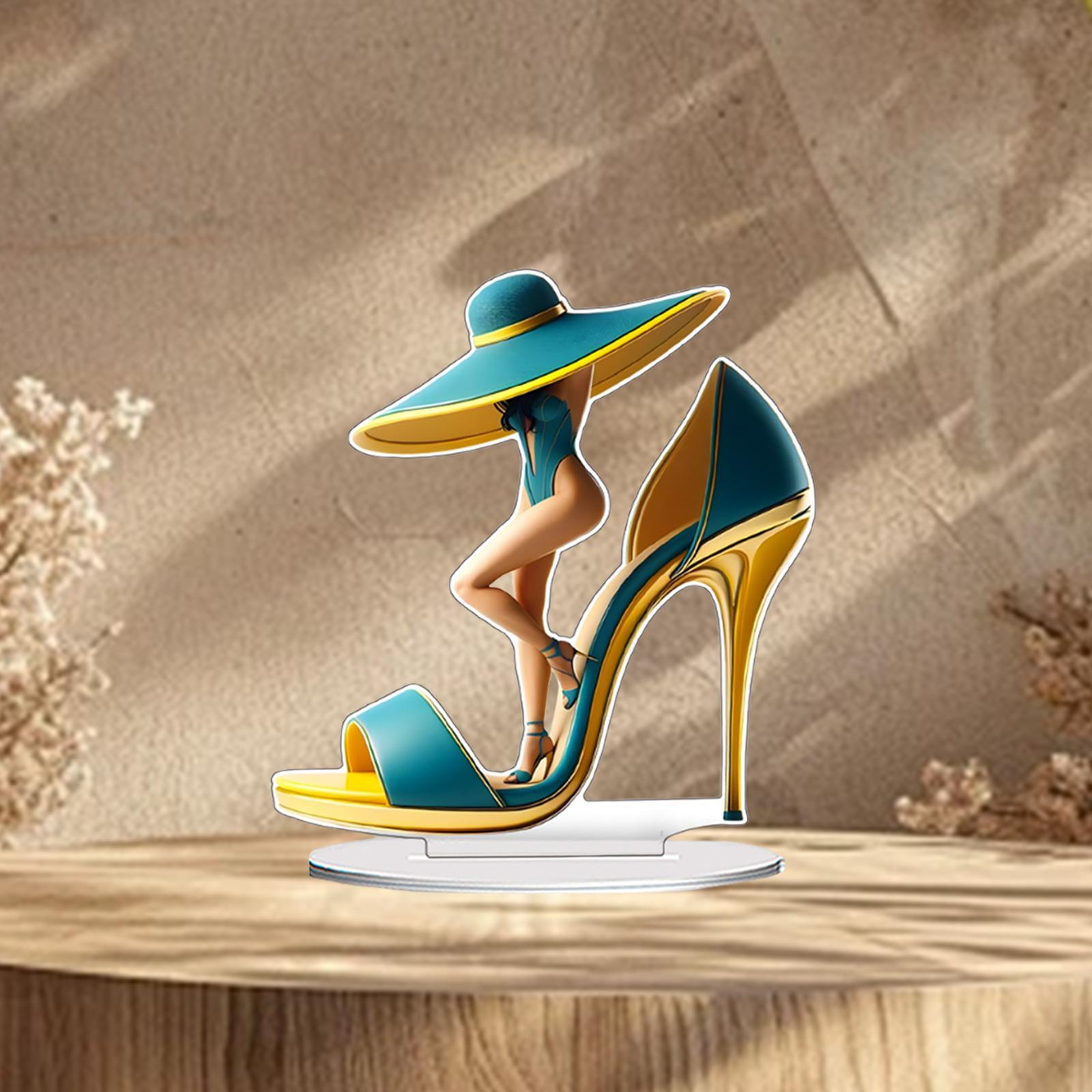 2D High Heels Beauty Decoration Acrylic Decor for Home Bookshelf Living Room