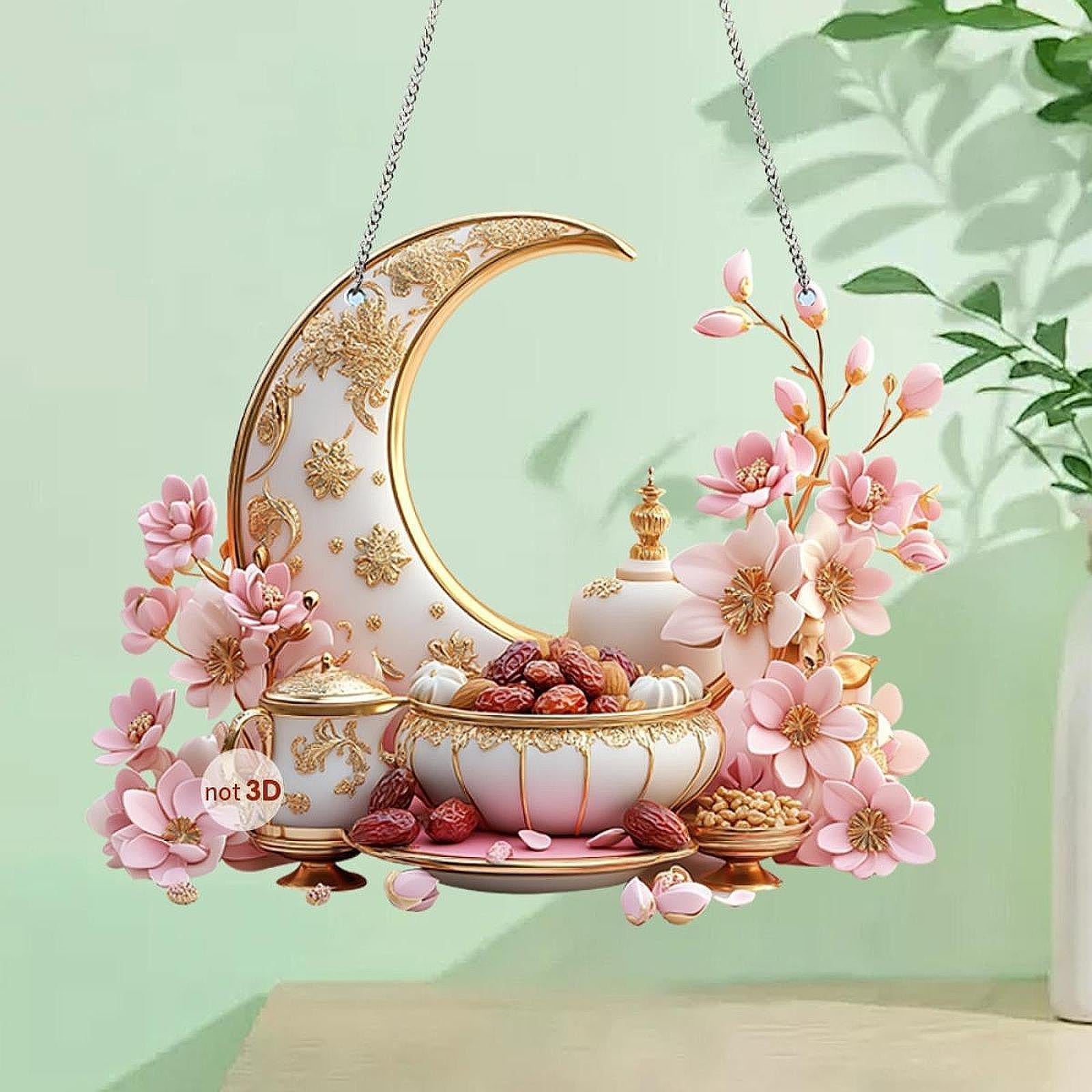 2D Ramadan Hanging Ornament Muslim Wall Art Decor for Holiday Bedroom Indoor