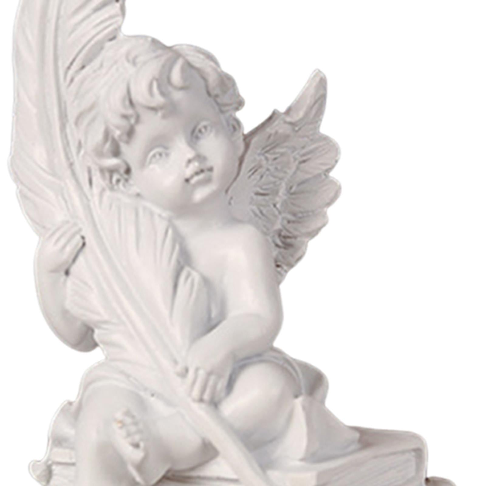 2x Angel Statue Figurines Feather Ornaments Farmhouse Gift Cherub Sculptures