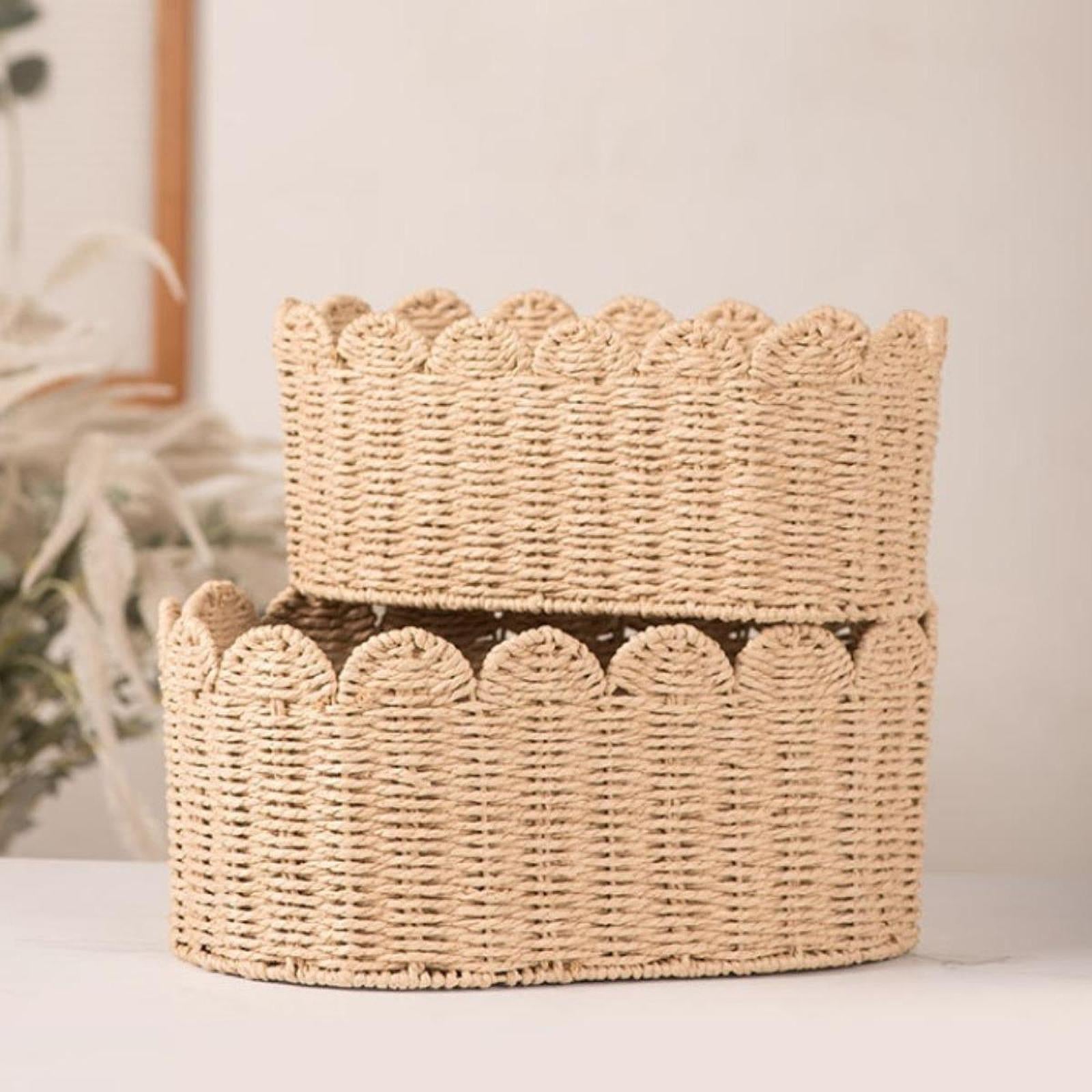 Handwoven Storage Basket Desktop Cosmetic Box for Shelf Countertop Farmhouse Small