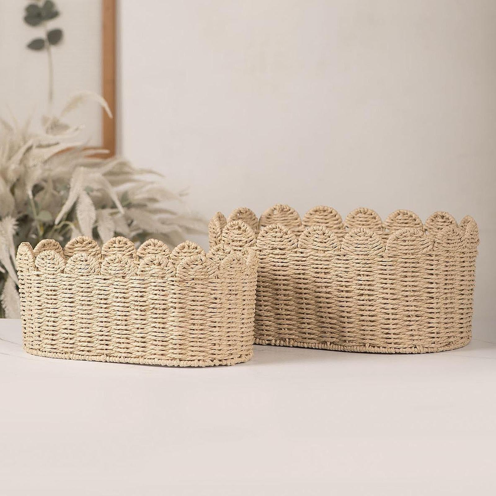 Handwoven Storage Basket Desktop Cosmetic Box for Shelf Countertop Farmhouse Small