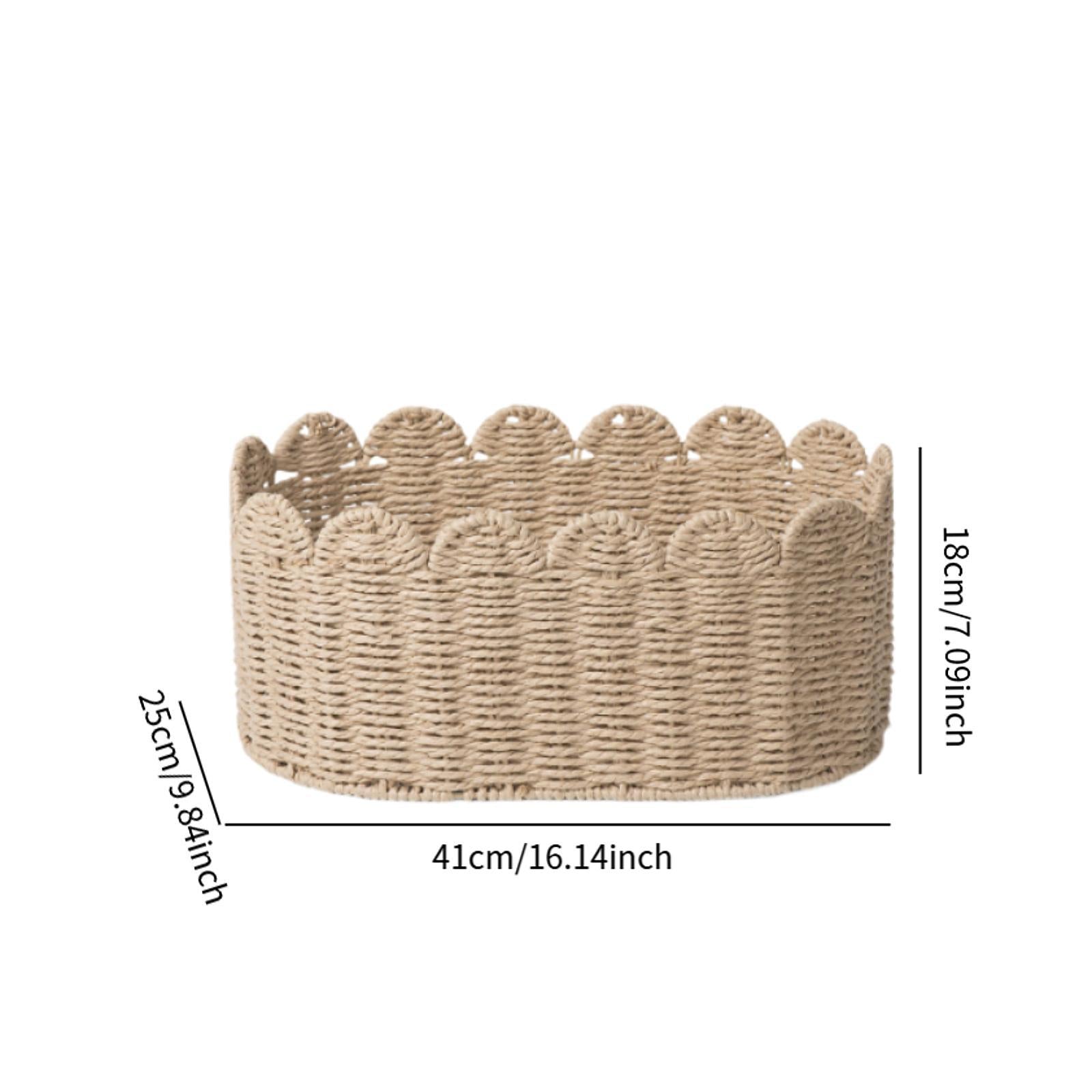 Handwoven Storage Basket Desktop Cosmetic Box for Shelf Countertop Farmhouse Large