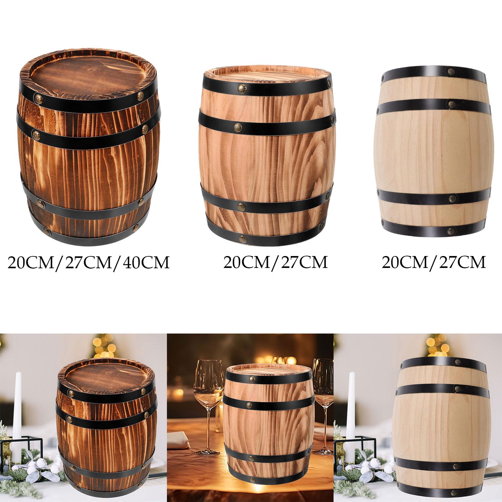 Oak Wine Barrel Retro Whiskey Bucket Dispenser for Beverage Whiskey Cocktail S coffee