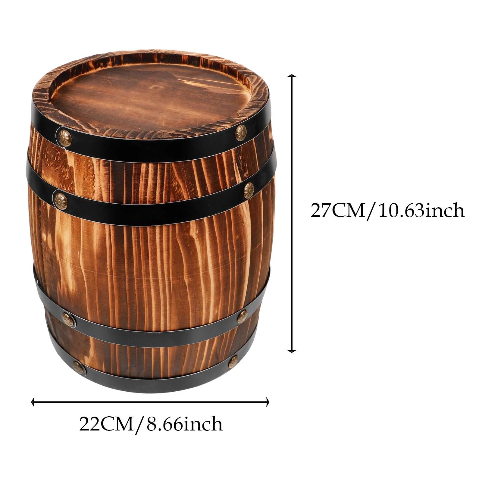 Oak Wine Barrel Retro Whiskey Bucket Dispenser for Beverage Whiskey Cocktail M coffee