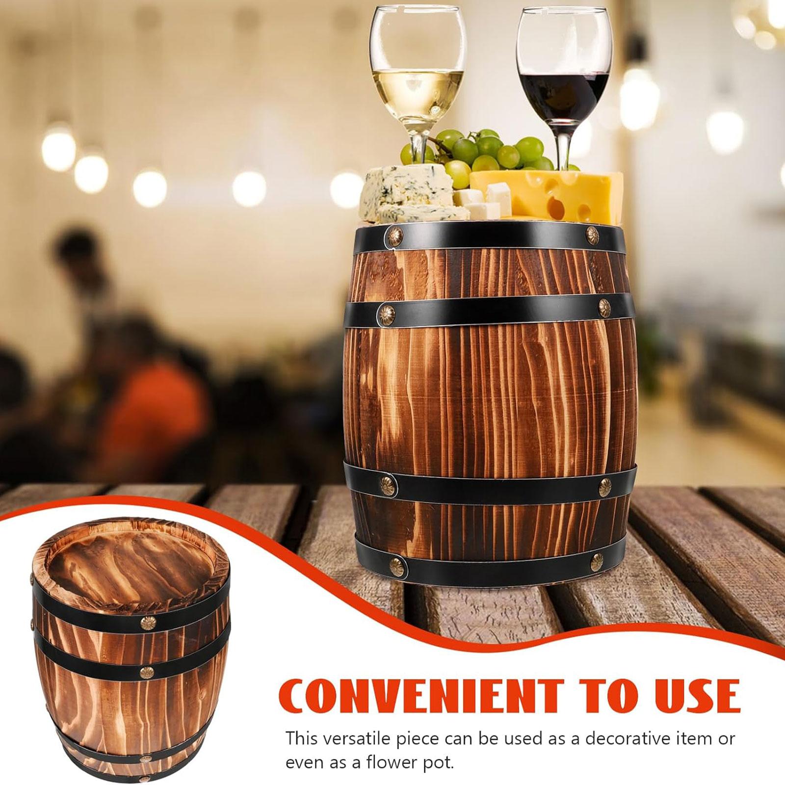Oak Wine Barrel Retro Whiskey Bucket Dispenser for Beverage Whiskey Cocktail M coffee