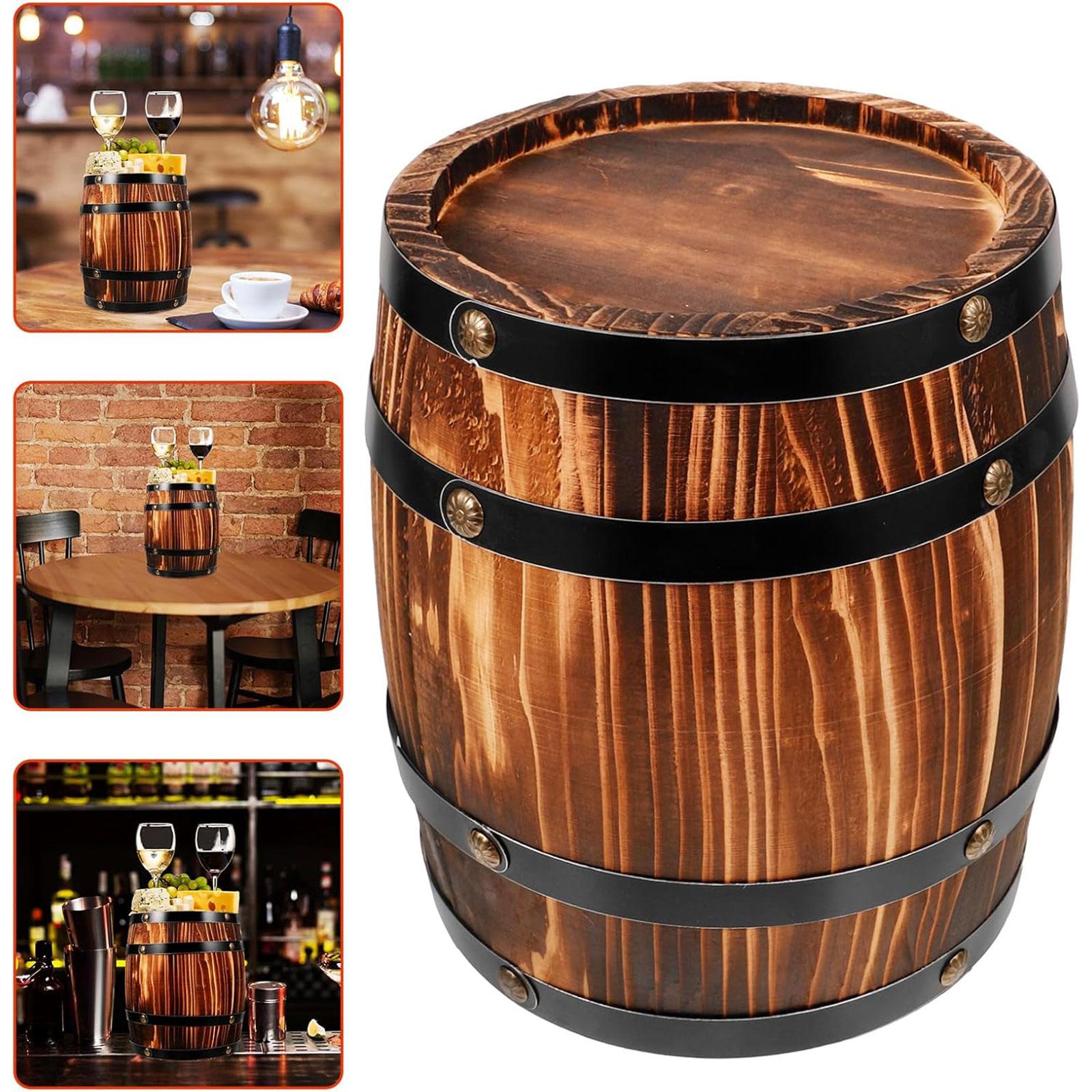 Oak Wine Barrel Retro Whiskey Bucket Dispenser for Beverage Whiskey Cocktail M coffee