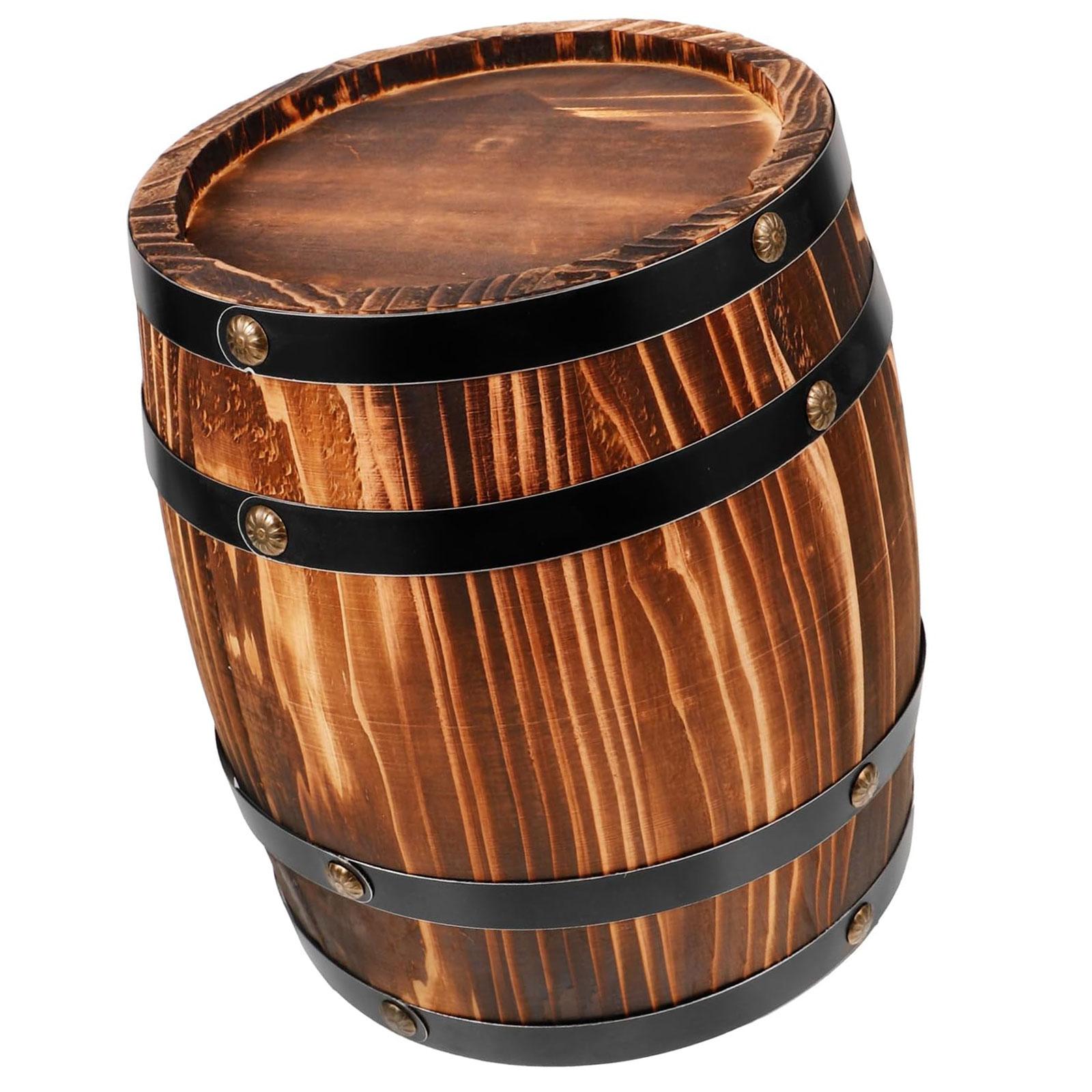 Oak Wine Barrel Retro Whiskey Bucket Dispenser for Beverage Whiskey Cocktail M coffee