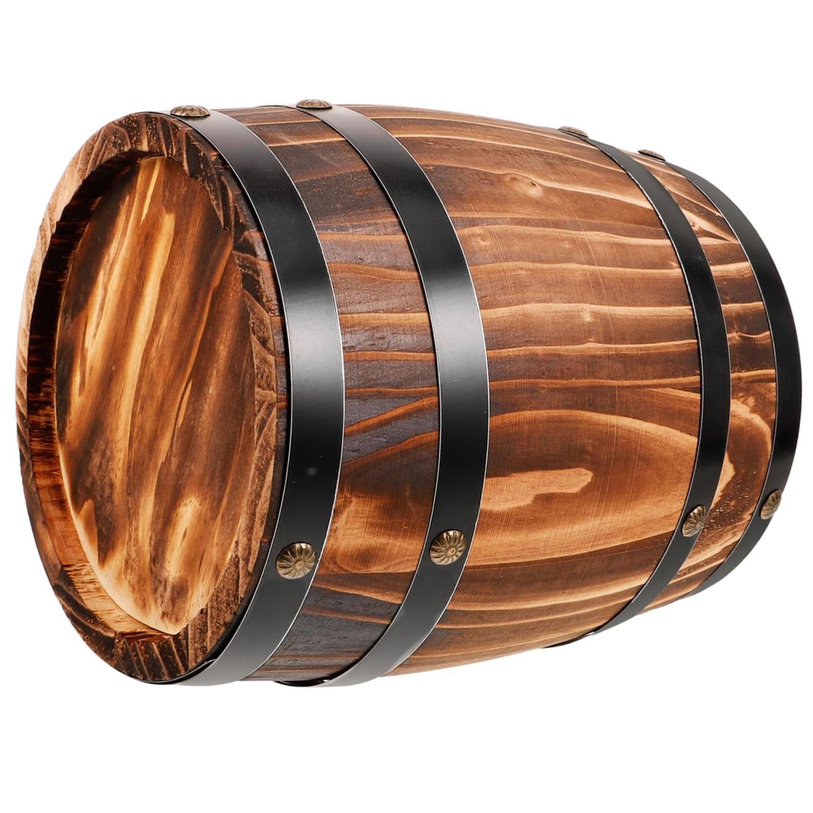 Oak Wine Barrel Retro Whiskey Bucket Dispenser for Beverage Whiskey Cocktail L coffee