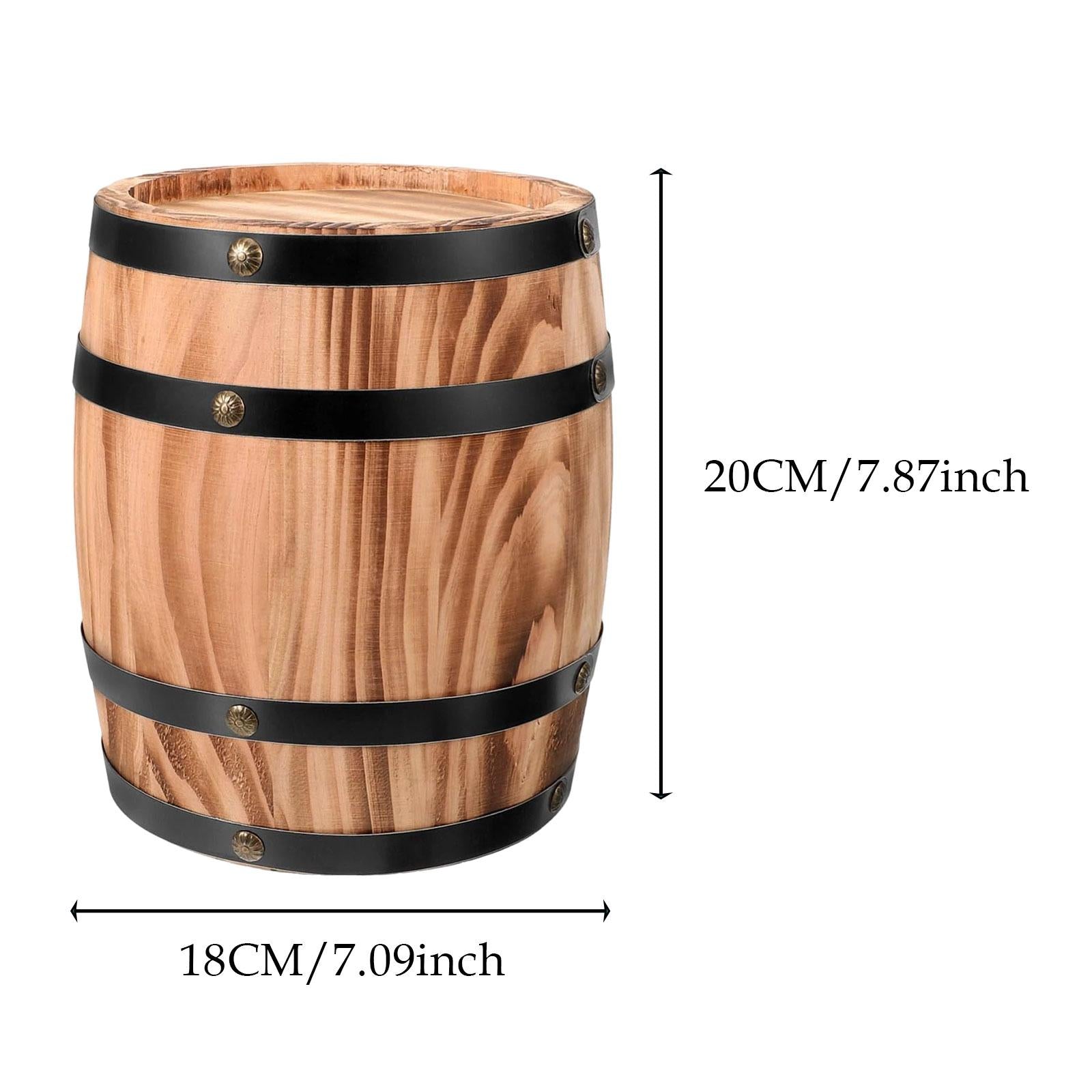 Oak Wine Barrel Retro Whiskey Bucket Dispenser for Beverage Whiskey Cocktail S brown