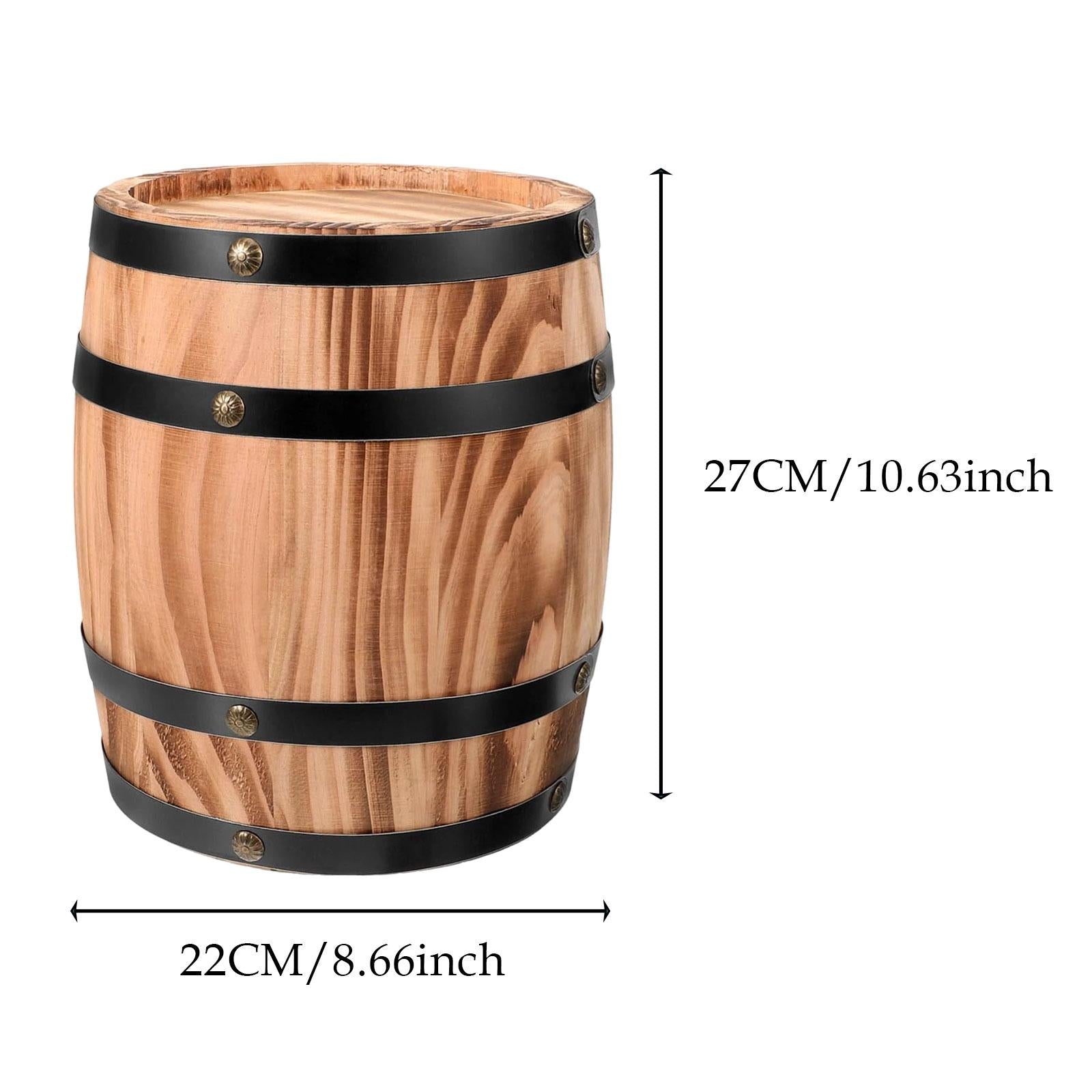 Oak Wine Barrel Retro Whiskey Bucket Dispenser for Beverage Whiskey Cocktail M brown