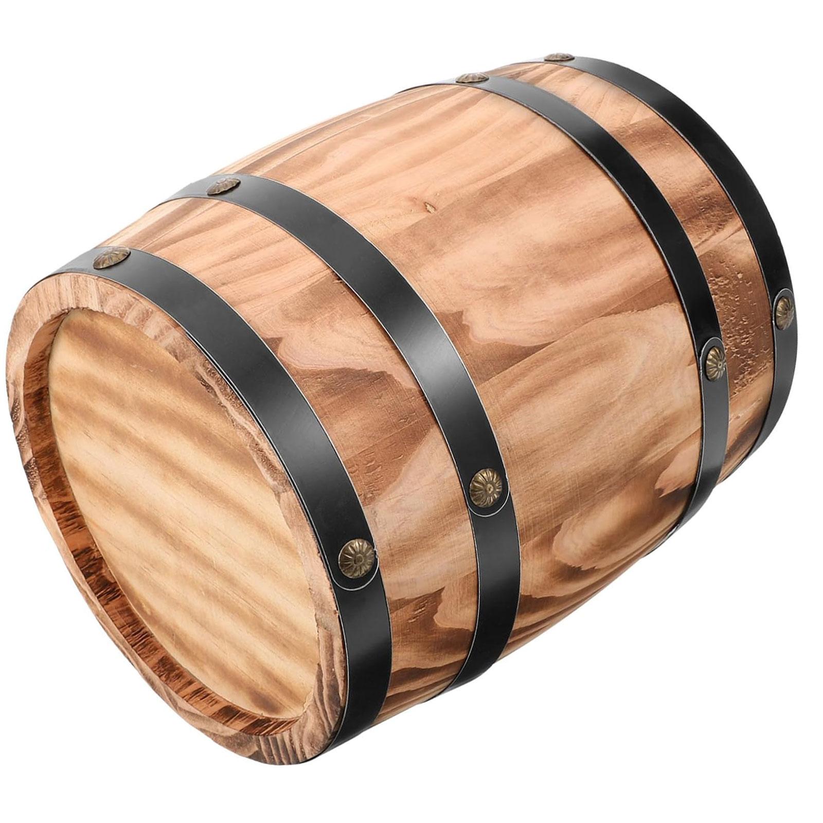 Oak Wine Barrel Retro Whiskey Bucket Dispenser for Beverage Whiskey Cocktail M brown