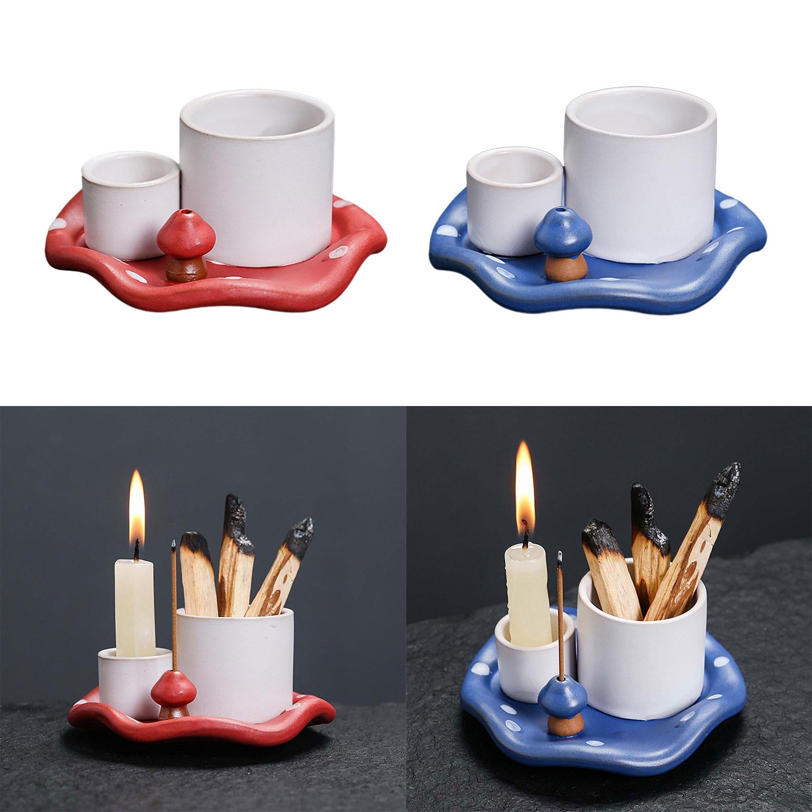 Incense Burner Holder Multifunctional Sage Holder for Reading Hotel Bathroom Red White
