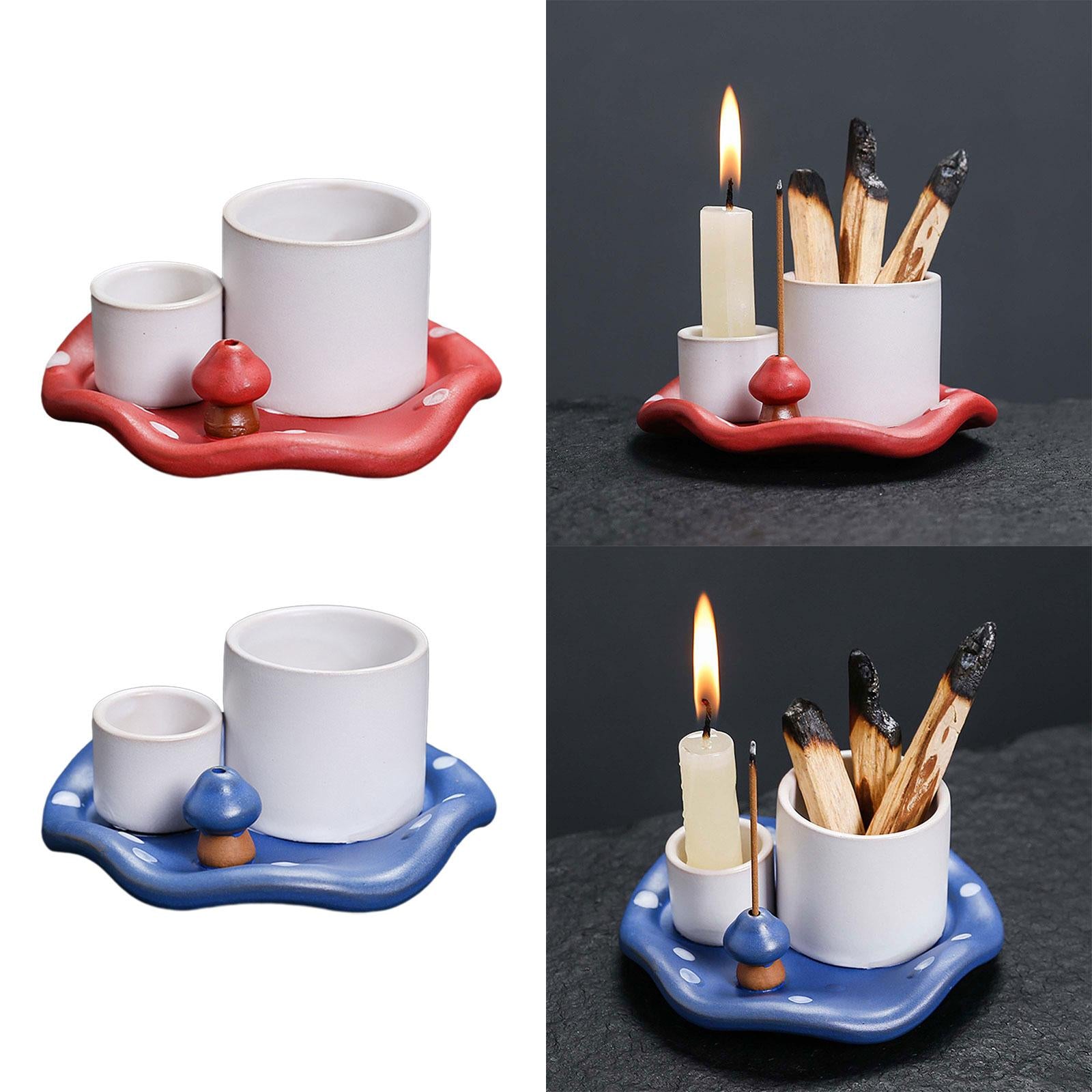 Incense Burner Holder Multifunctional Sage Holder for Reading Hotel Bathroom Red White