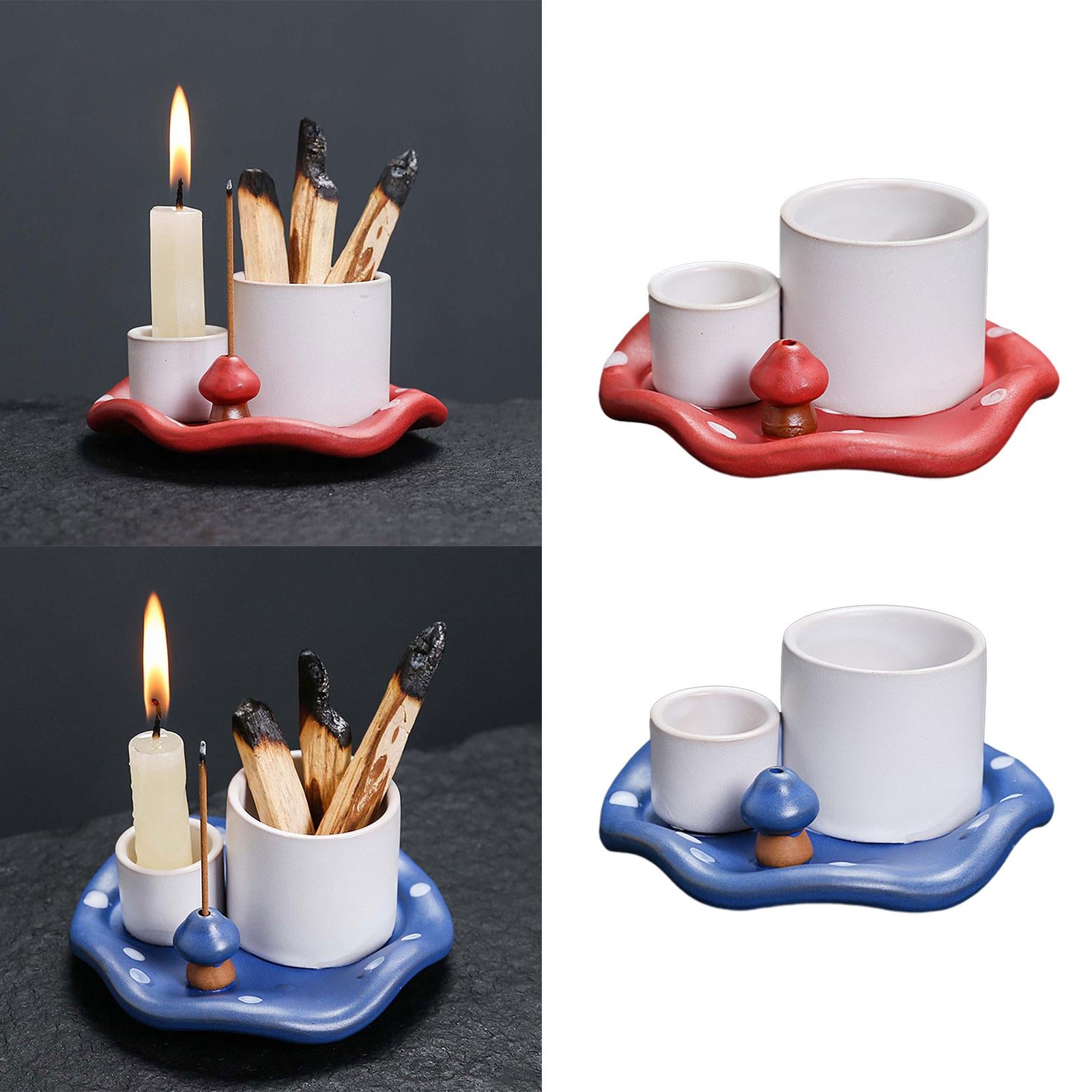 Incense Burner Holder Multifunctional Sage Holder for Reading Hotel Bathroom Red White
