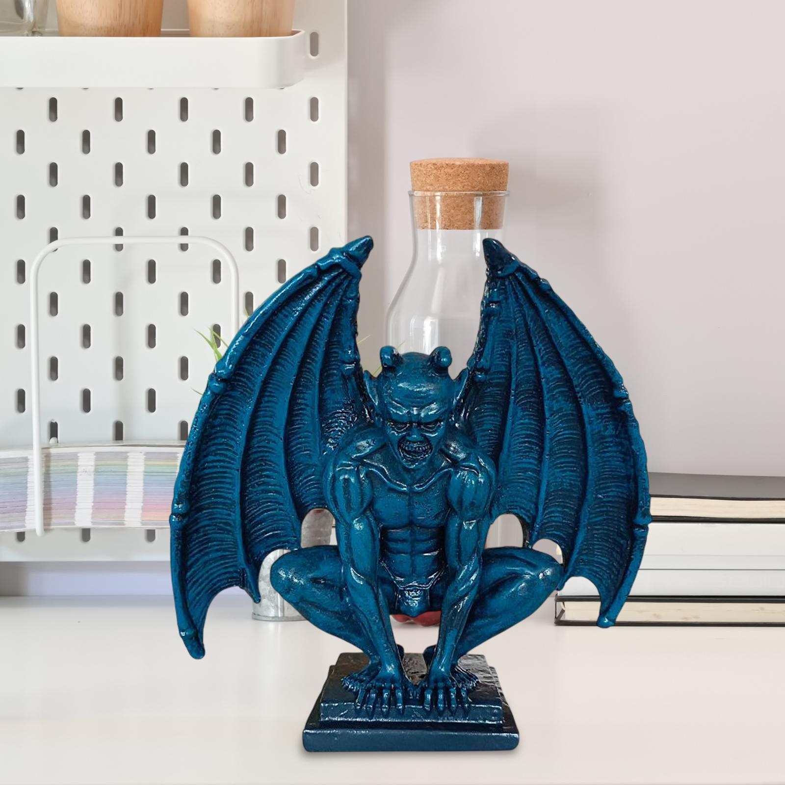 Demon Demon Gothic Sculpture Figurine Shelf Collection Guardian Miniature Blue